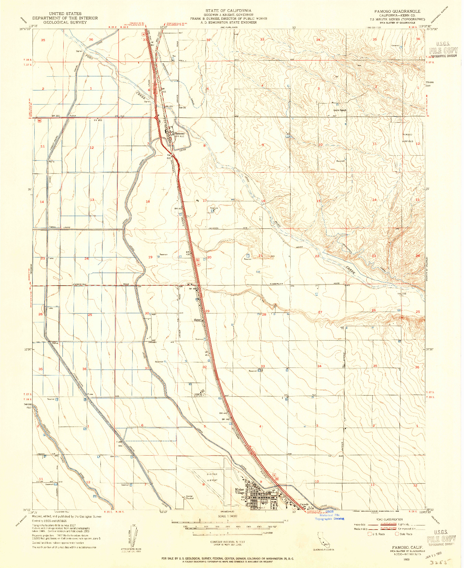 USGS 1:24000-SCALE QUADRANGLE FOR FAMOSO, CA 1953