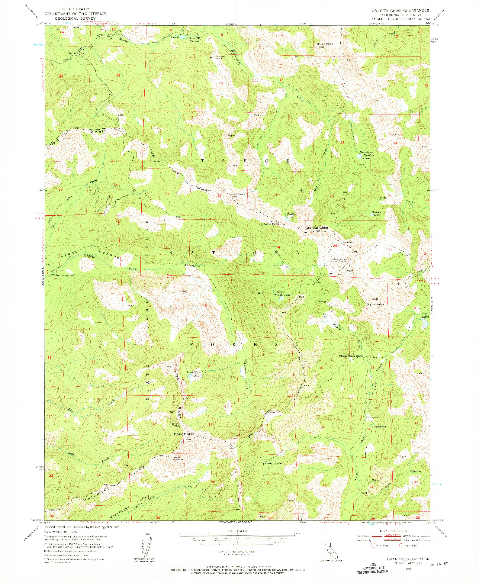 USGS 1:24000-SCALE QUADRANGLE FOR GRANITE CHIEF, CA 1953