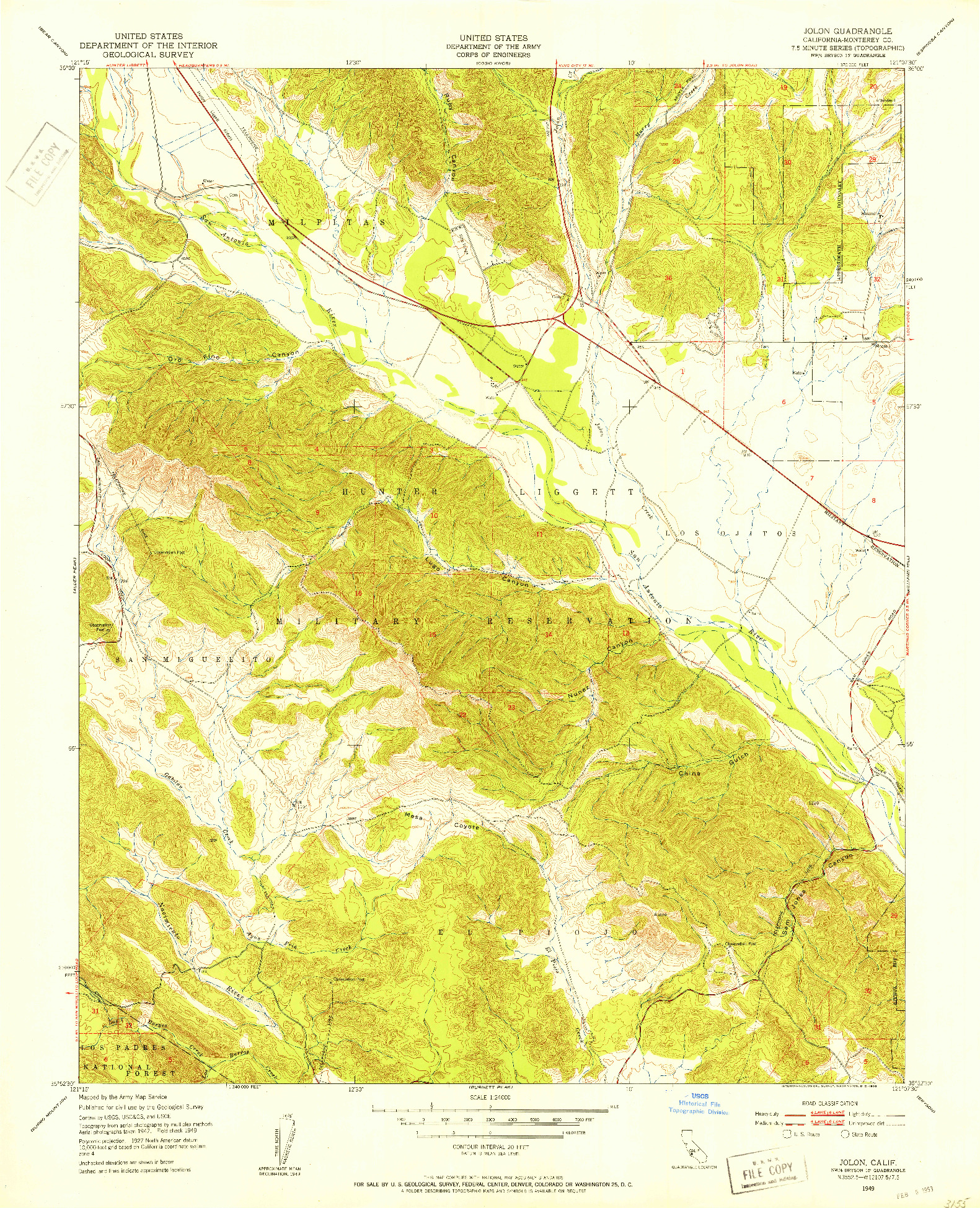 USGS 1:24000-SCALE QUADRANGLE FOR JOLON, CA 1949
