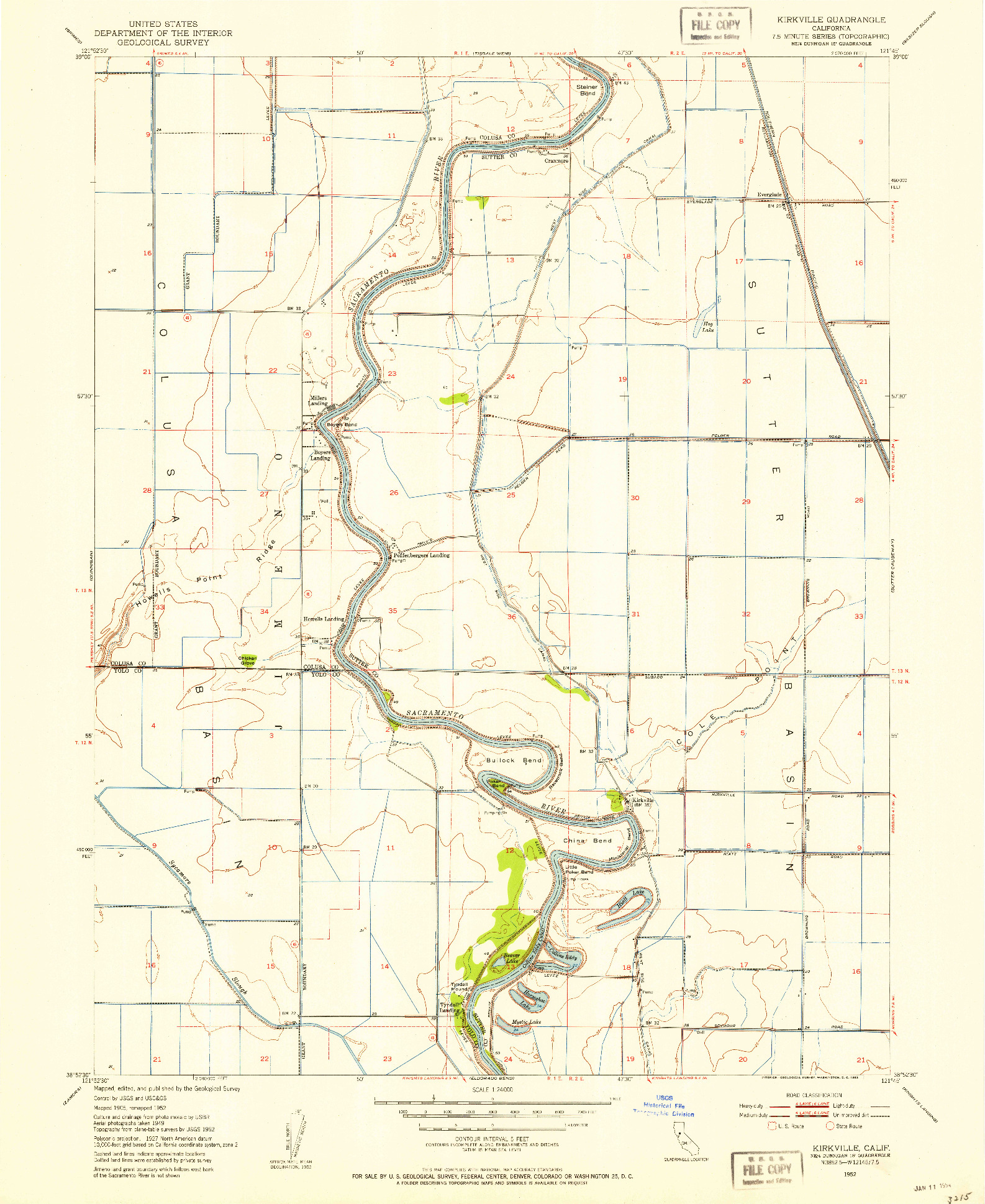 USGS 1:24000-SCALE QUADRANGLE FOR KIRKVILLE, CA 1952