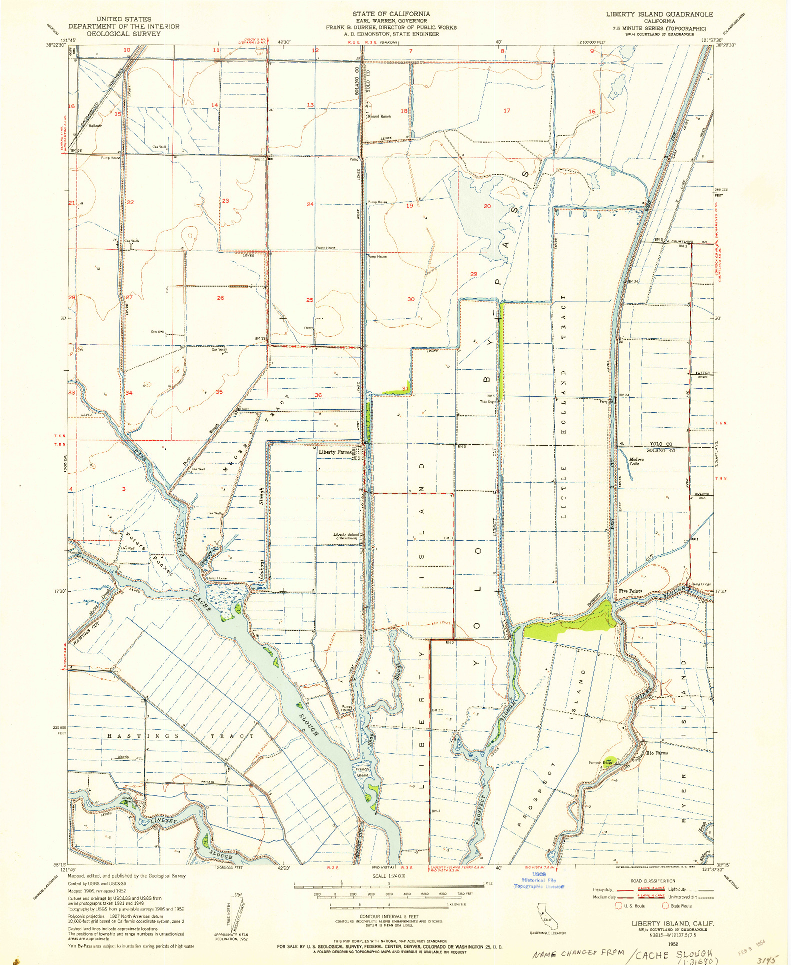 USGS 1:24000-SCALE QUADRANGLE FOR LIBERTY ISLAND, CA 1952