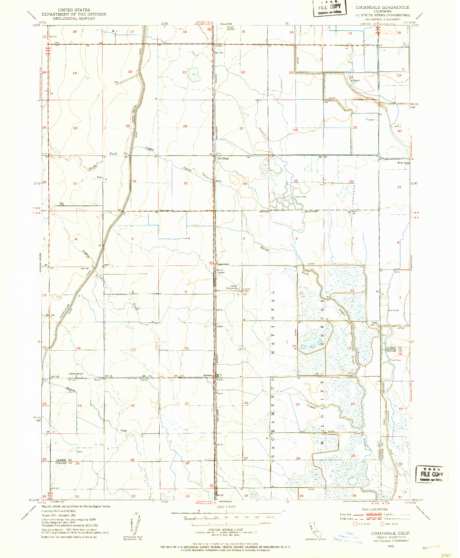 USGS 1:24000-SCALE QUADRANGLE FOR LOGANDALE, CA 1952