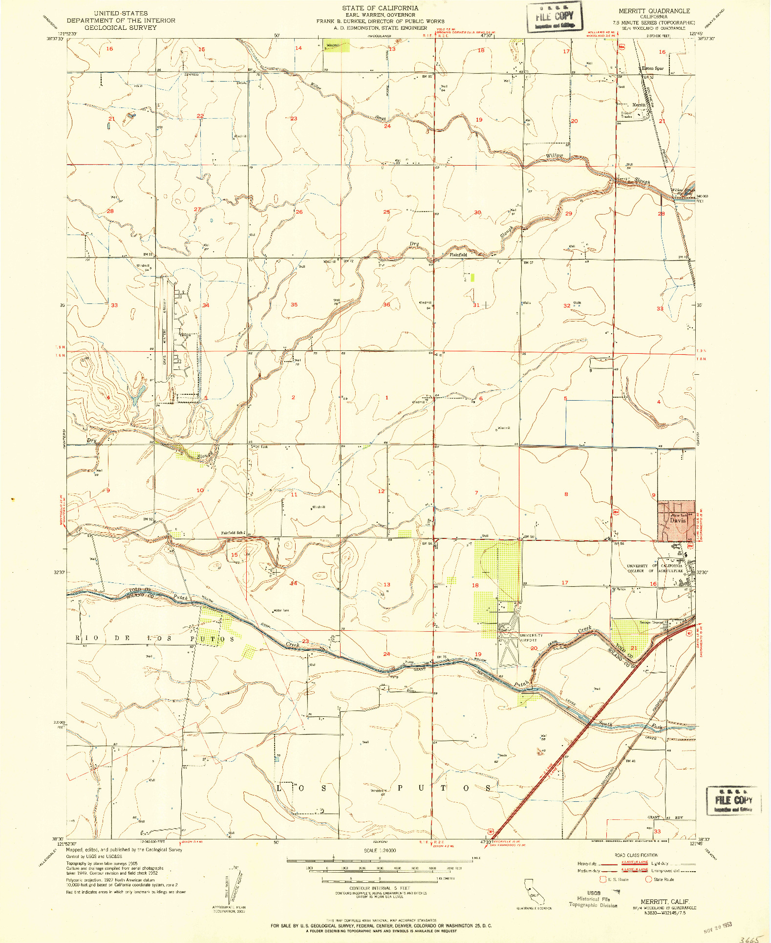 USGS 1:24000-SCALE QUADRANGLE FOR MERRITT, CA 1952