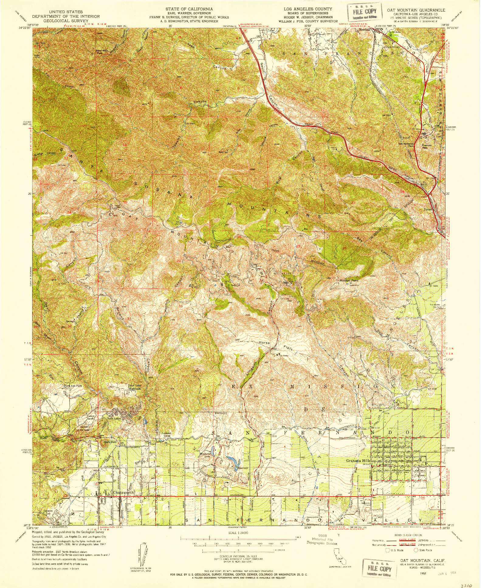 USGS 1:24000-SCALE QUADRANGLE FOR OAT MOUNTAIN, CA 1952