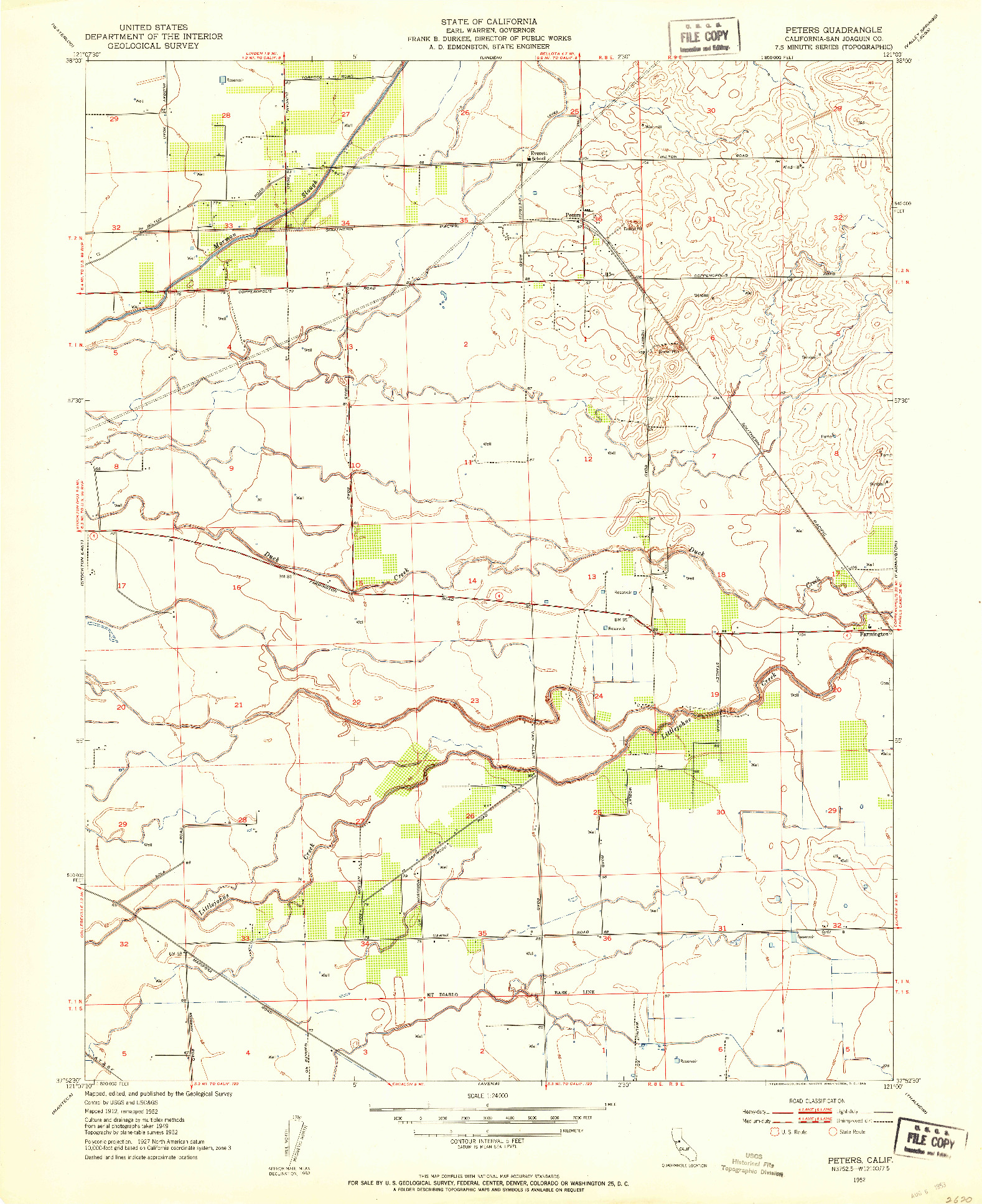 USGS 1:24000-SCALE QUADRANGLE FOR PETERS, CA 1952