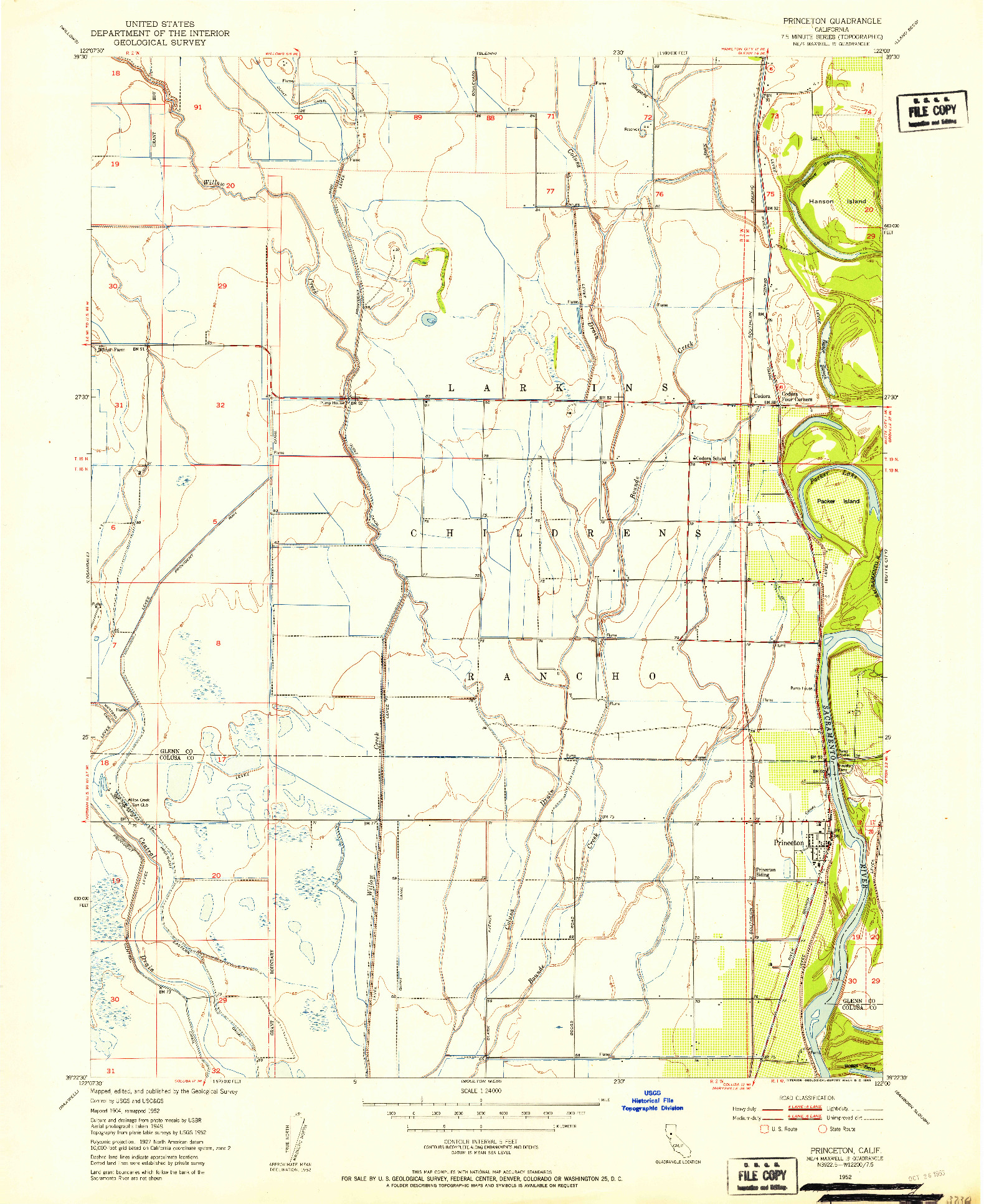 USGS 1:24000-SCALE QUADRANGLE FOR PRINCETON, CA 1952