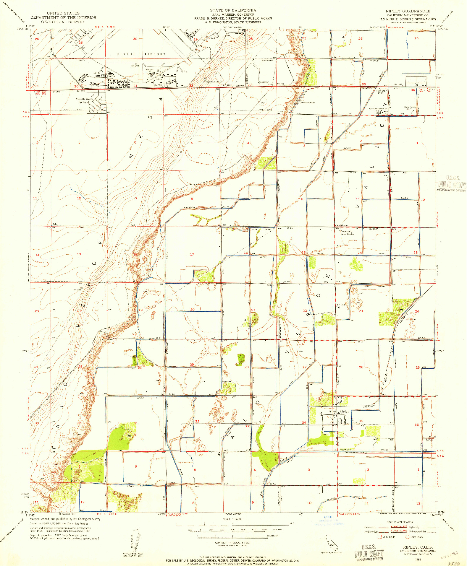 USGS 1:24000-SCALE QUADRANGLE FOR RIPLEY, CA 1952