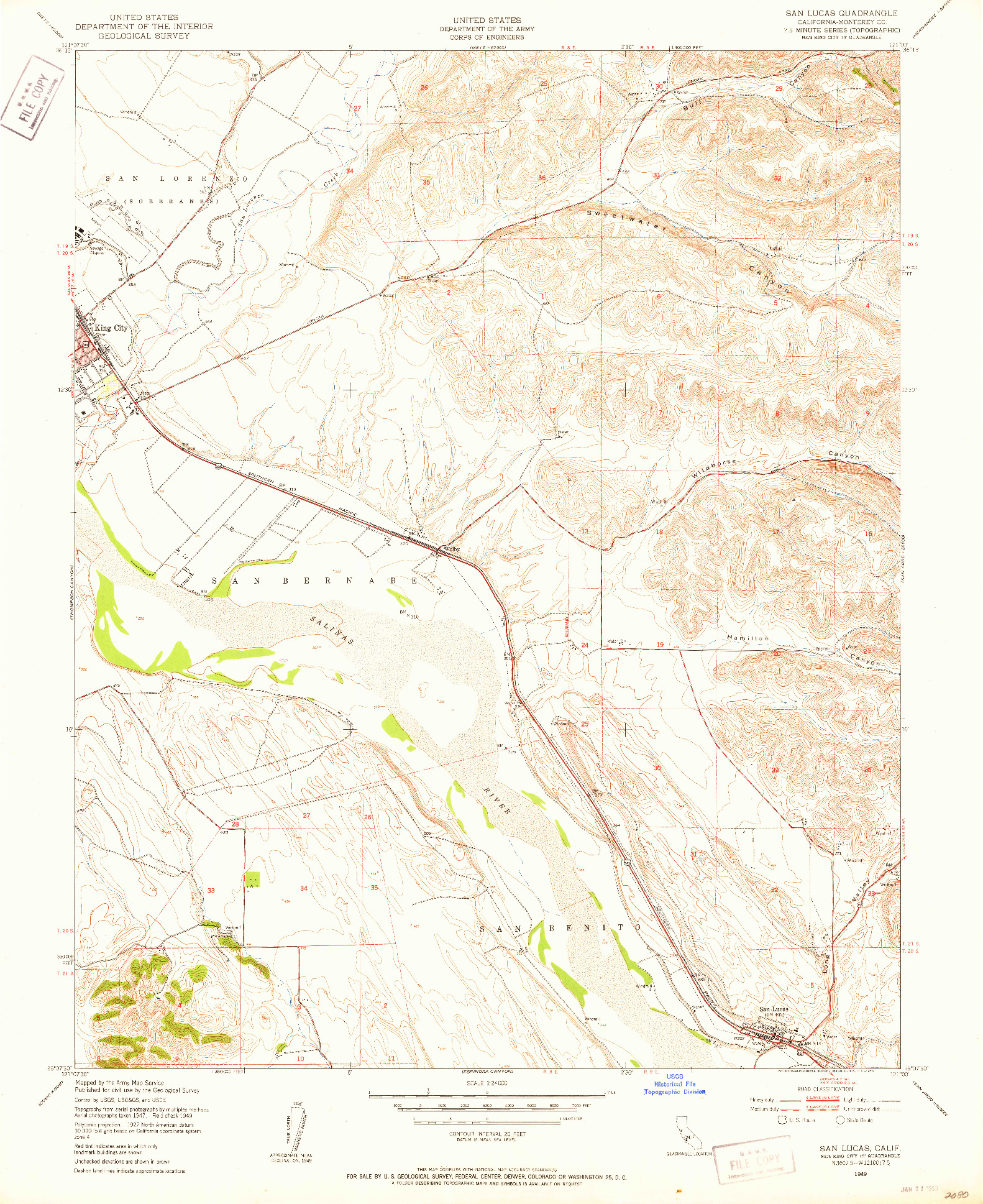 USGS 1:24000-SCALE QUADRANGLE FOR SAN LUCAS, CA 1949