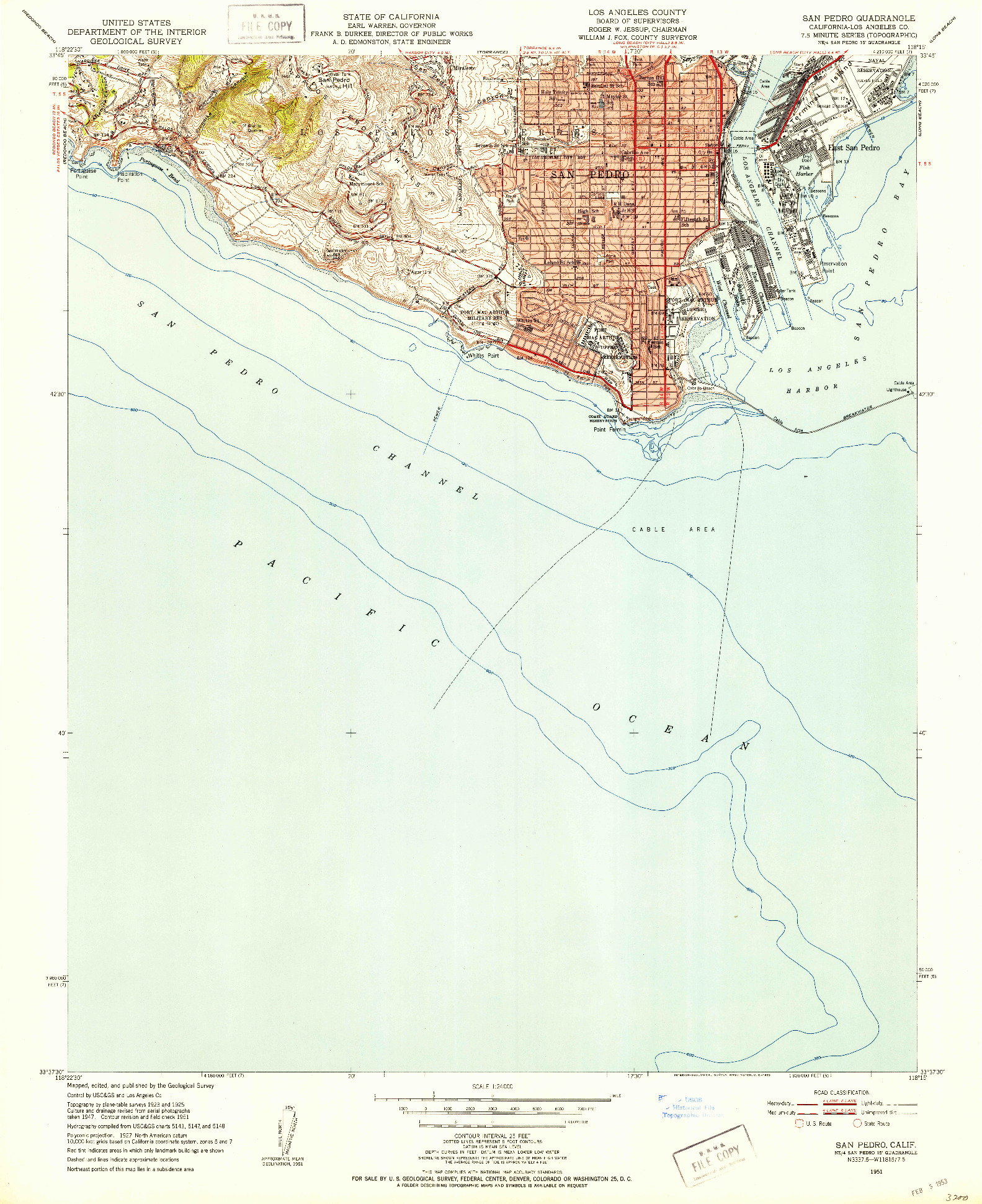 USGS 1:24000-SCALE QUADRANGLE FOR SAN PEDRO, CA 1951