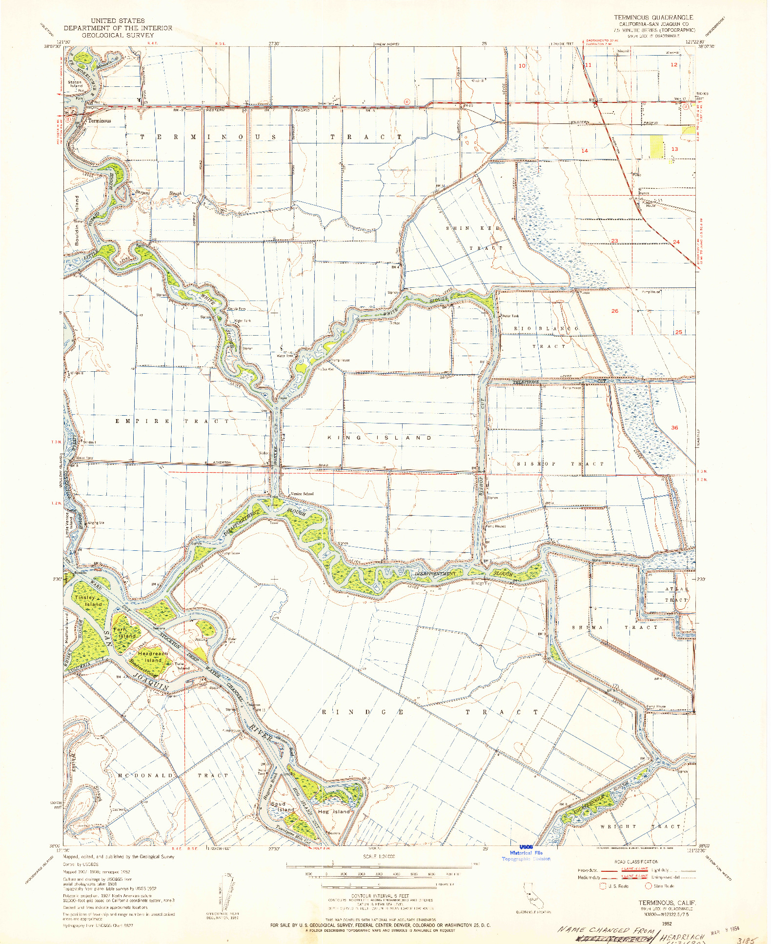 USGS 1:24000-SCALE QUADRANGLE FOR TERMINOUS, CA 1952