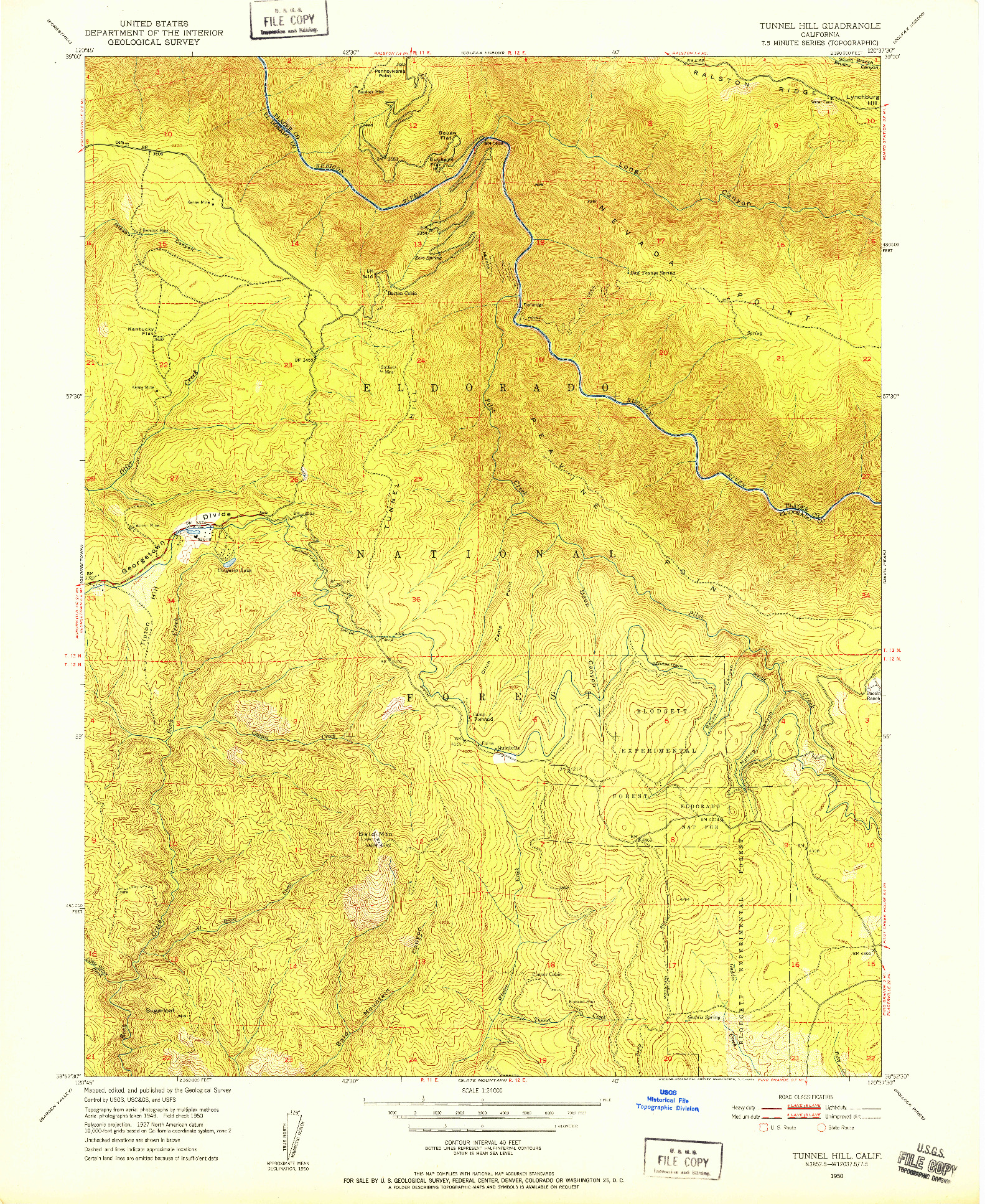 USGS 1:24000-SCALE QUADRANGLE FOR TUNNEL HILL, CA 1950