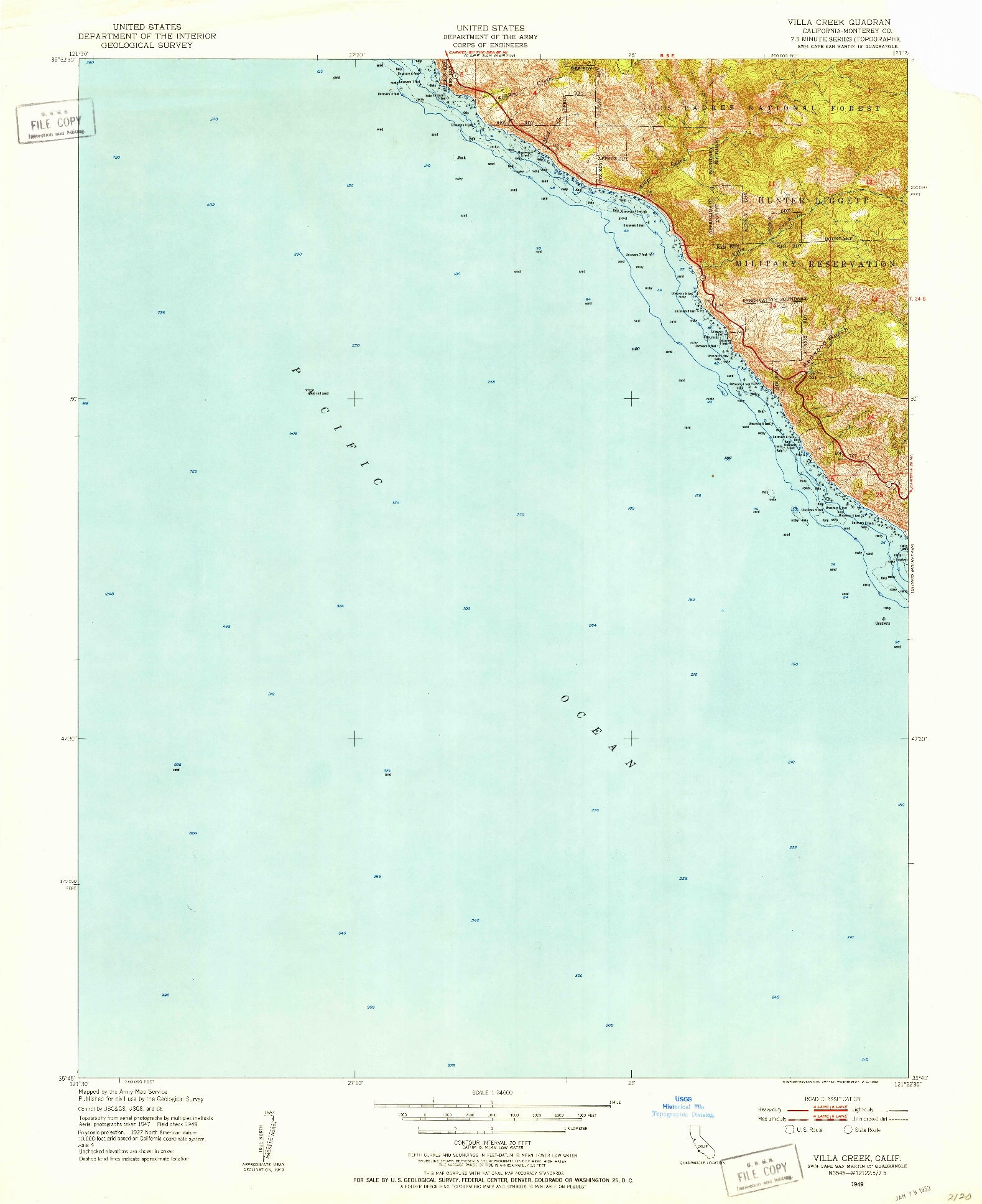 USGS 1:24000-SCALE QUADRANGLE FOR VILLA CREEK, CA 1949