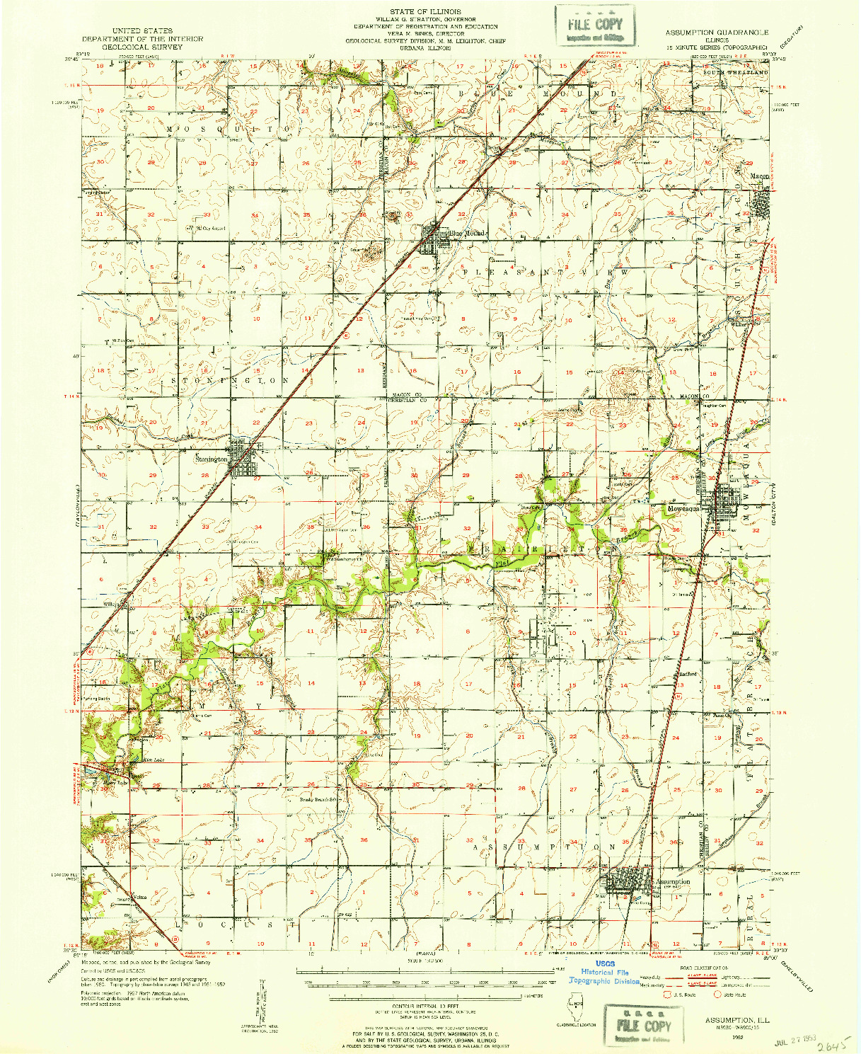 USGS 1:62500-SCALE QUADRANGLE FOR ASSUMPTION, IL 1952