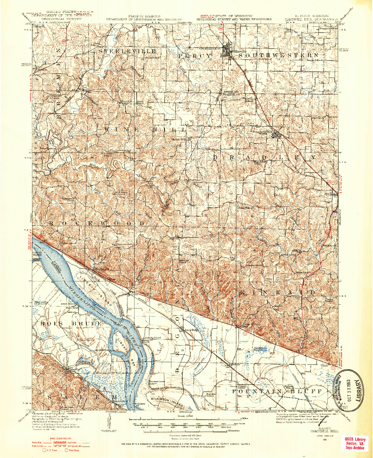 USGS 1:62500-SCALE QUADRANGLE FOR CAMPBELL HILL, IL 1916