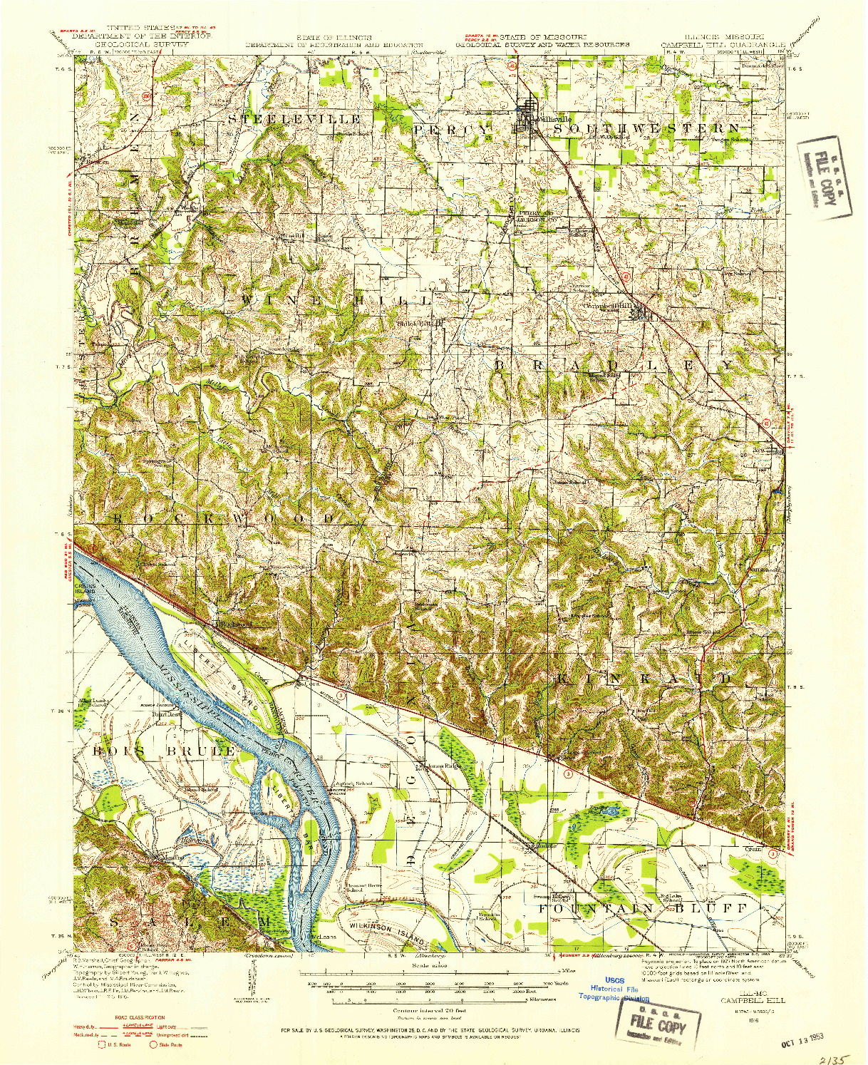 USGS 1:62500-SCALE QUADRANGLE FOR CAMPBELL HILL, IL 1916