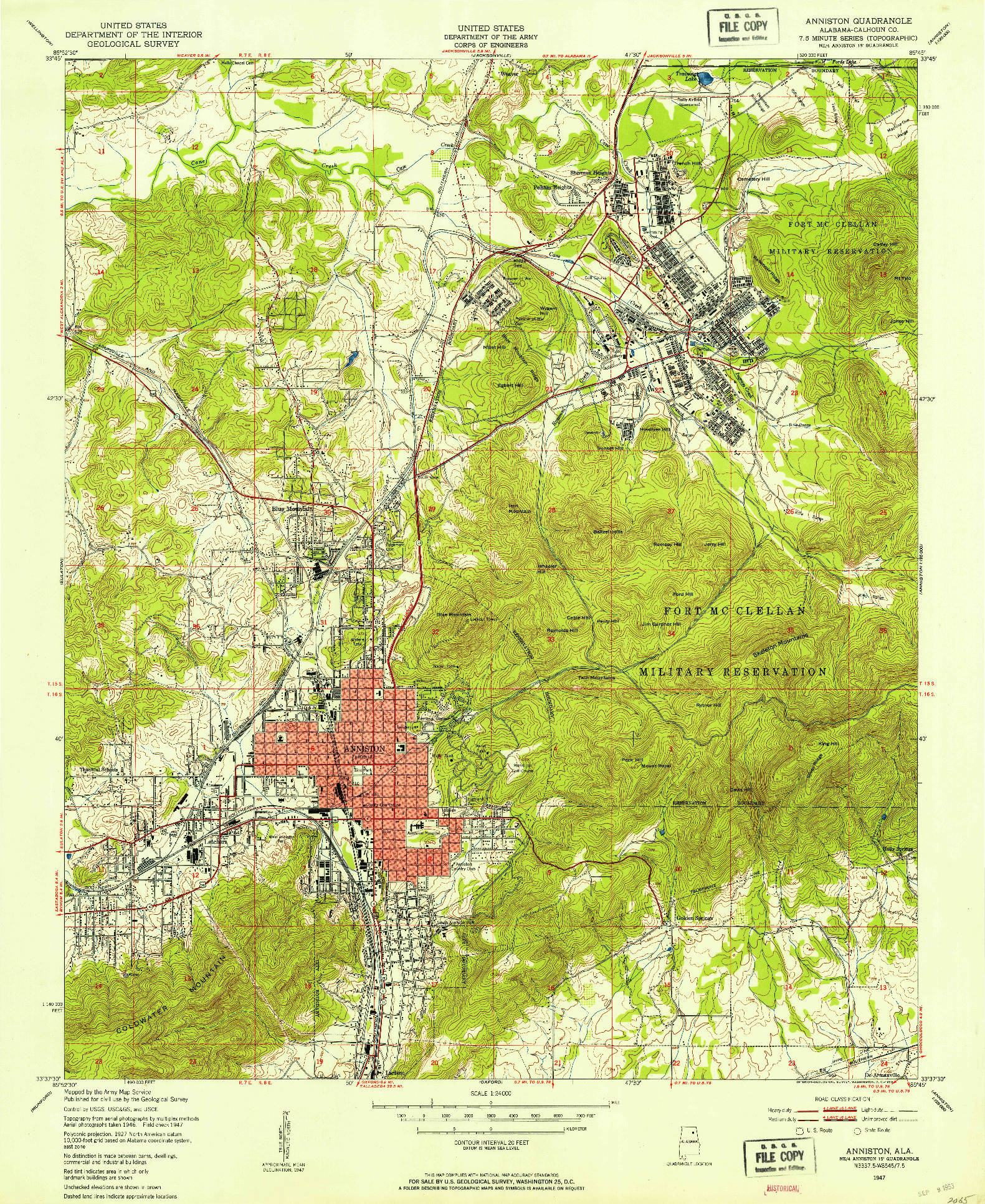 USGS 1:24000-SCALE QUADRANGLE FOR ANNISTON, AL 1947