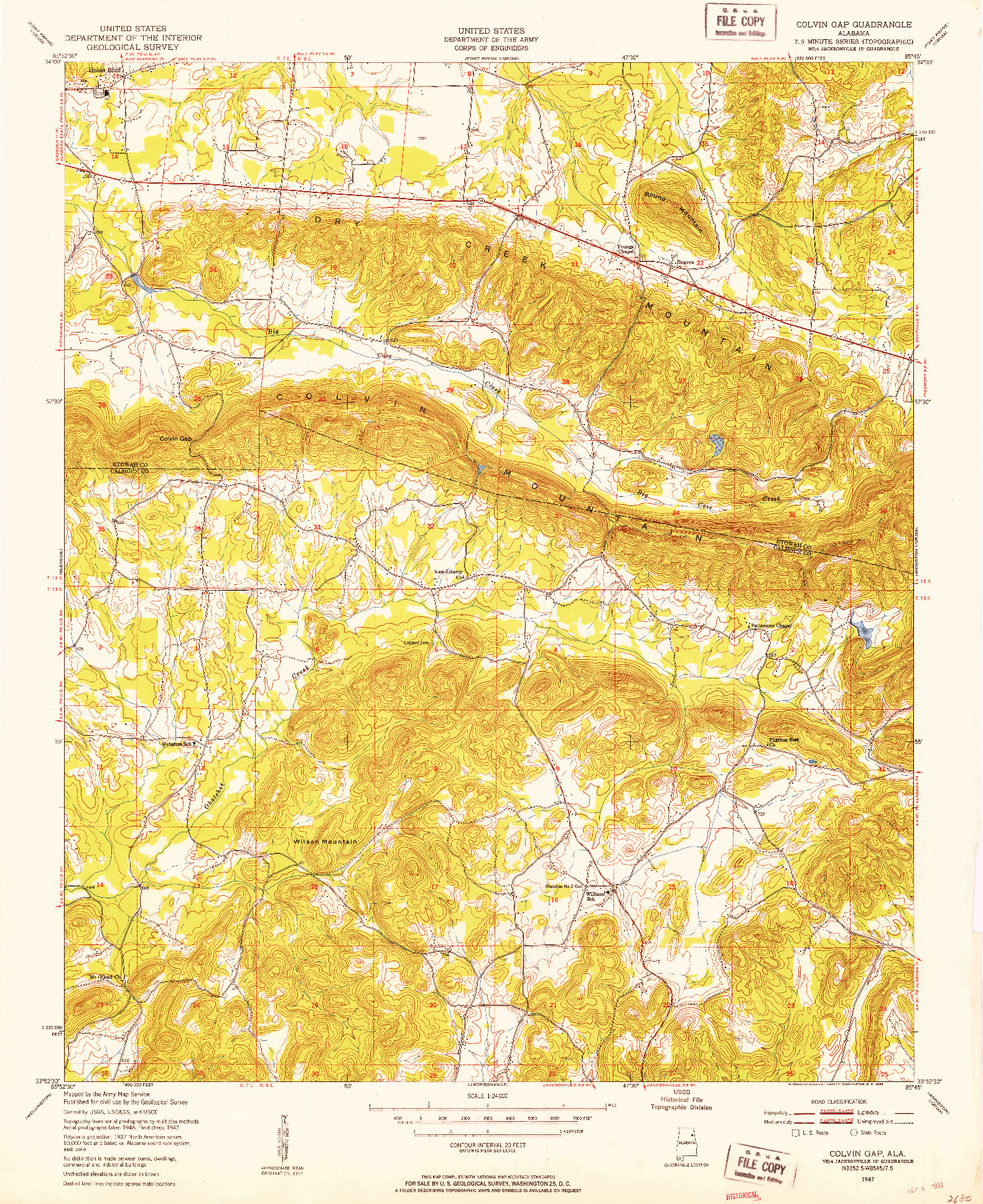 USGS 1:24000-SCALE QUADRANGLE FOR COLVIN GAP, AL 1947