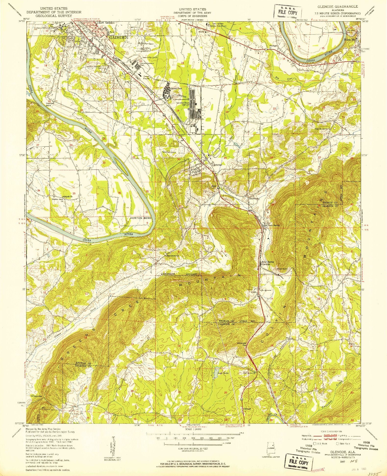 USGS 1:24000-SCALE QUADRANGLE FOR GLENCOE, AL 1947