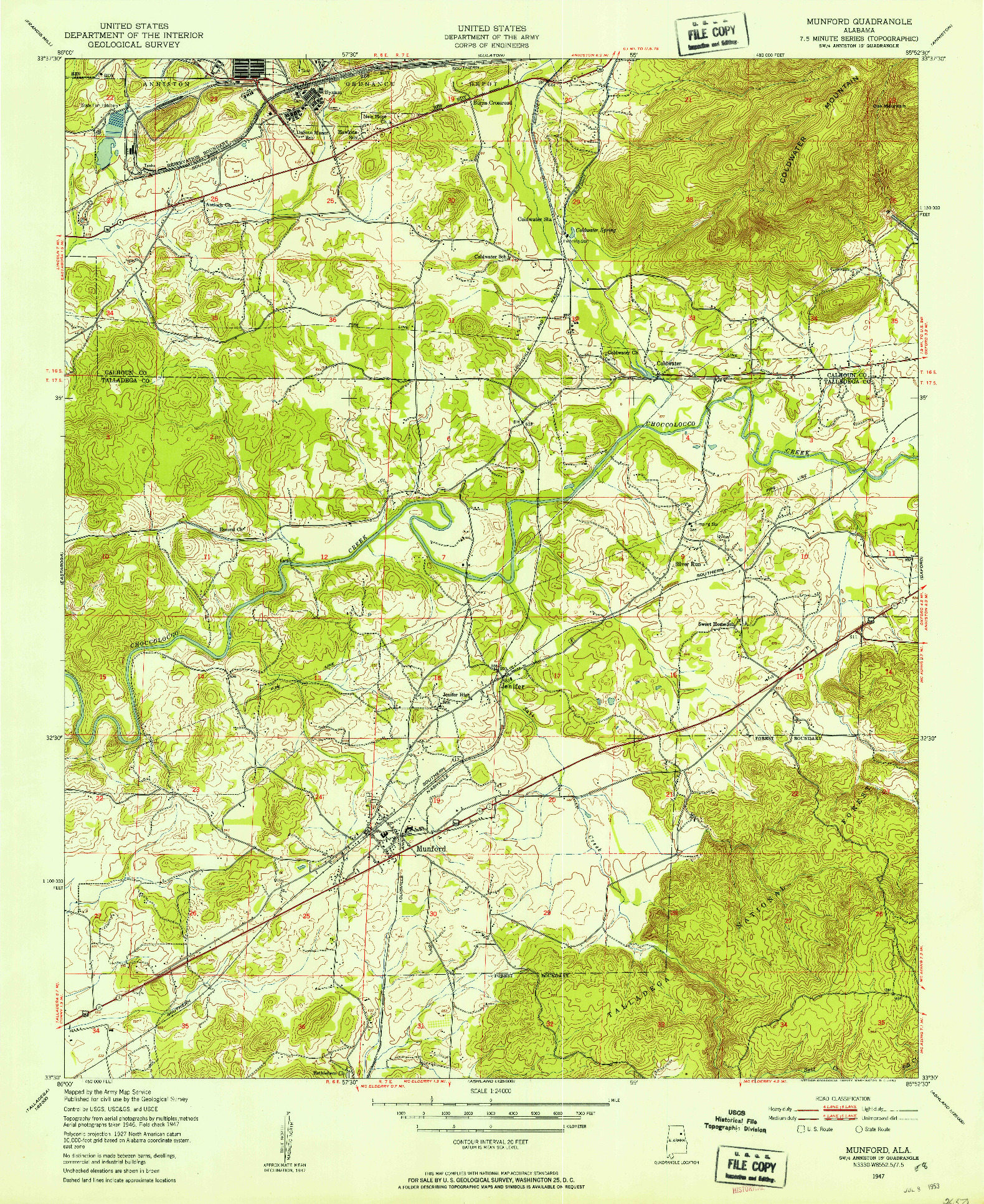 USGS 1:24000-SCALE QUADRANGLE FOR MUNFORD, AL 1947
