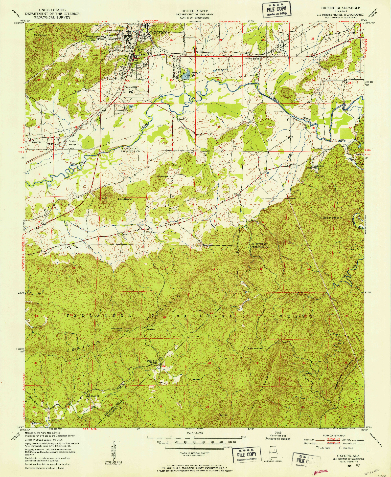 USGS 1:24000-SCALE QUADRANGLE FOR OXFORD, AL 1947