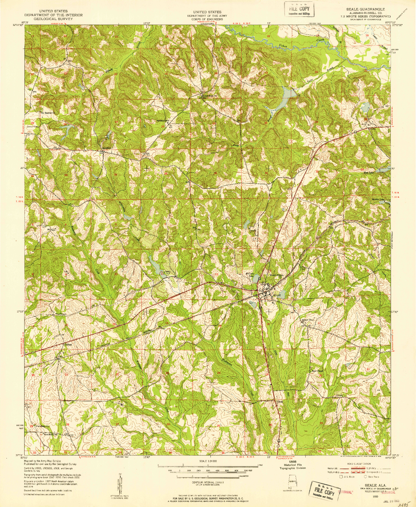 USGS 1:24000-SCALE QUADRANGLE FOR SEALE, AL 1950