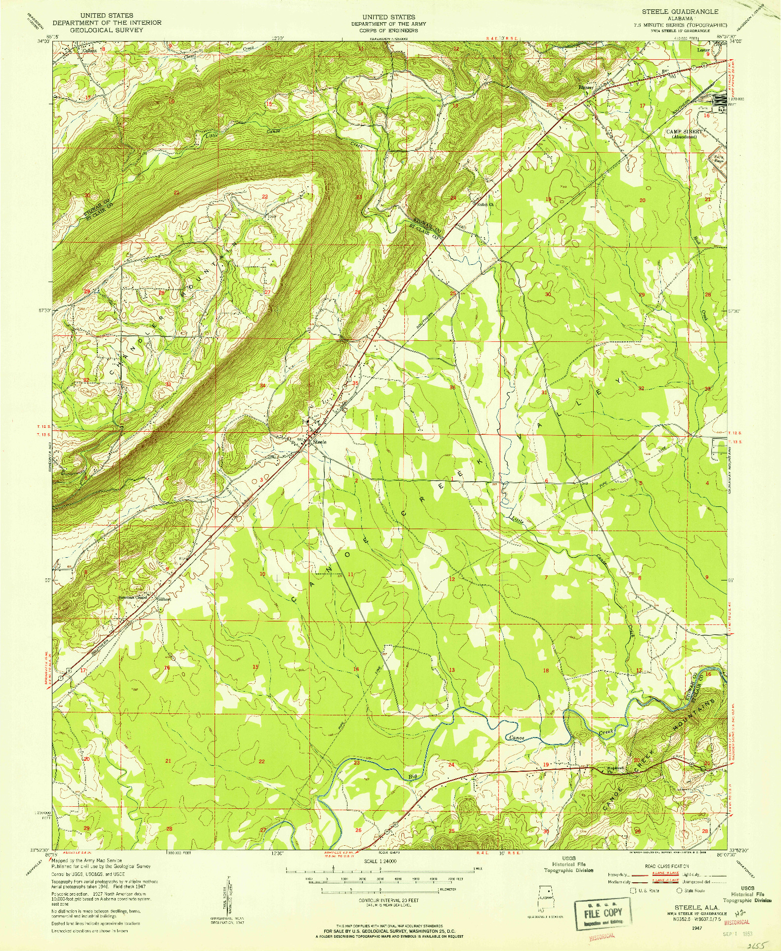 USGS 1:24000-SCALE QUADRANGLE FOR STEELE, AL 1947