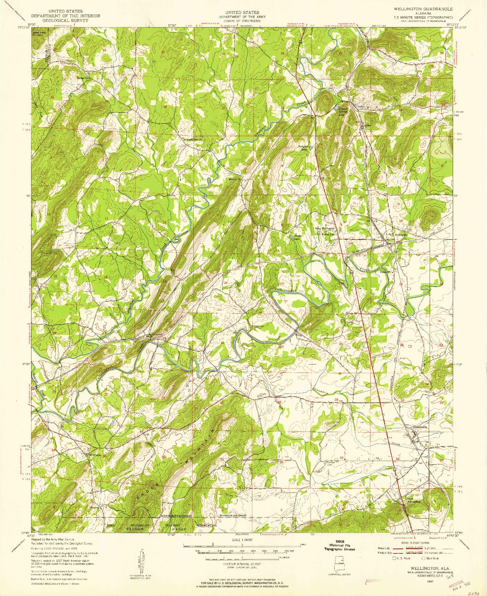 USGS 1:24000-SCALE QUADRANGLE FOR WELLINGTON, AL 1947