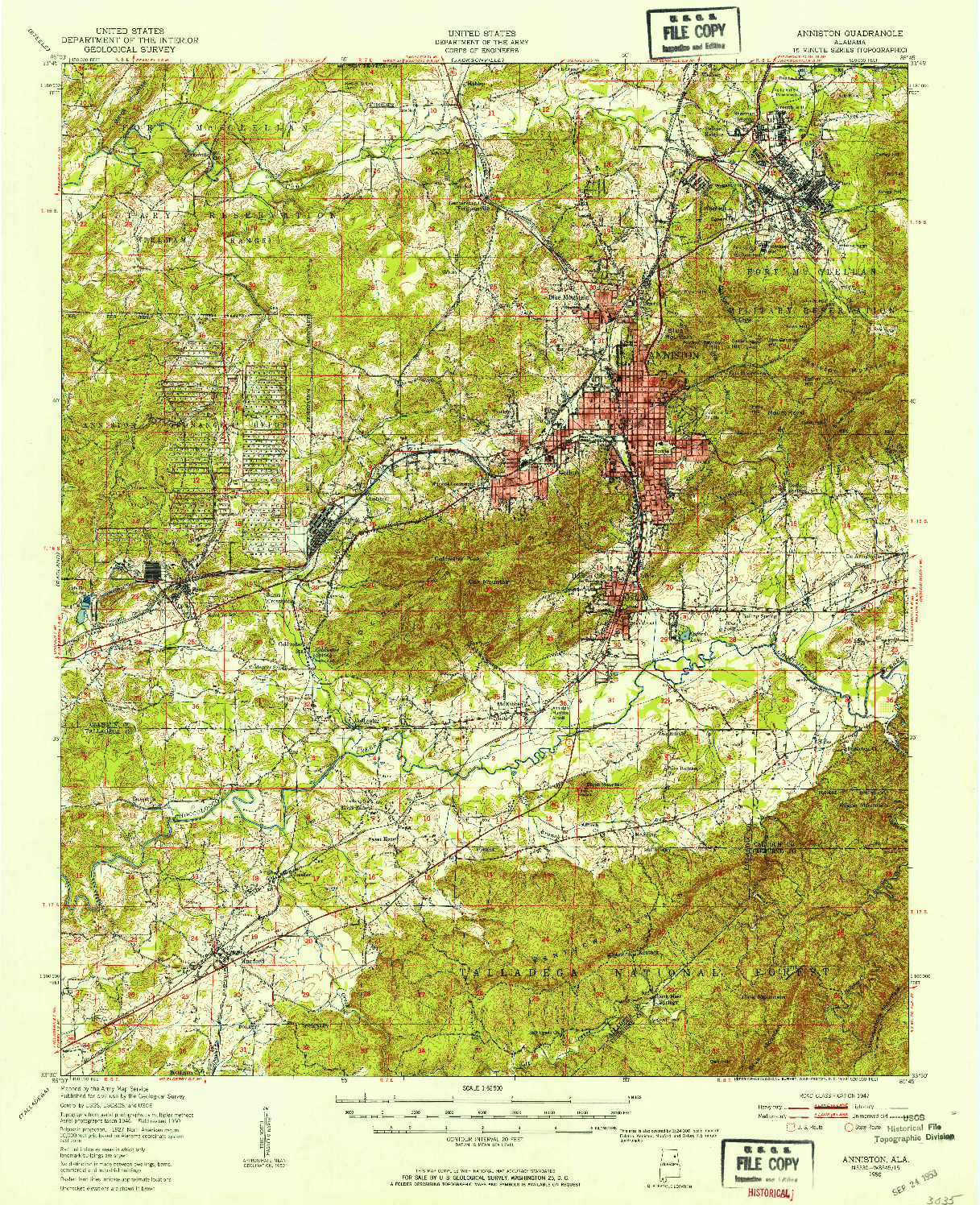 USGS 1:62500-SCALE QUADRANGLE FOR ANNISTON, AL 1950