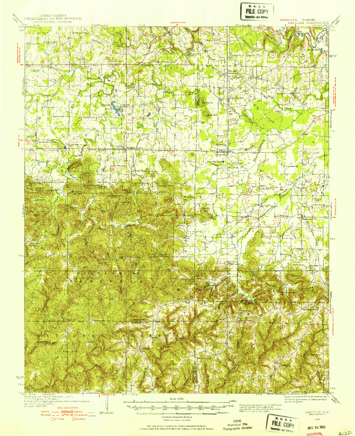 USGS 1:62500-SCALE QUADRANGLE FOR DANVILLE, AL 1935