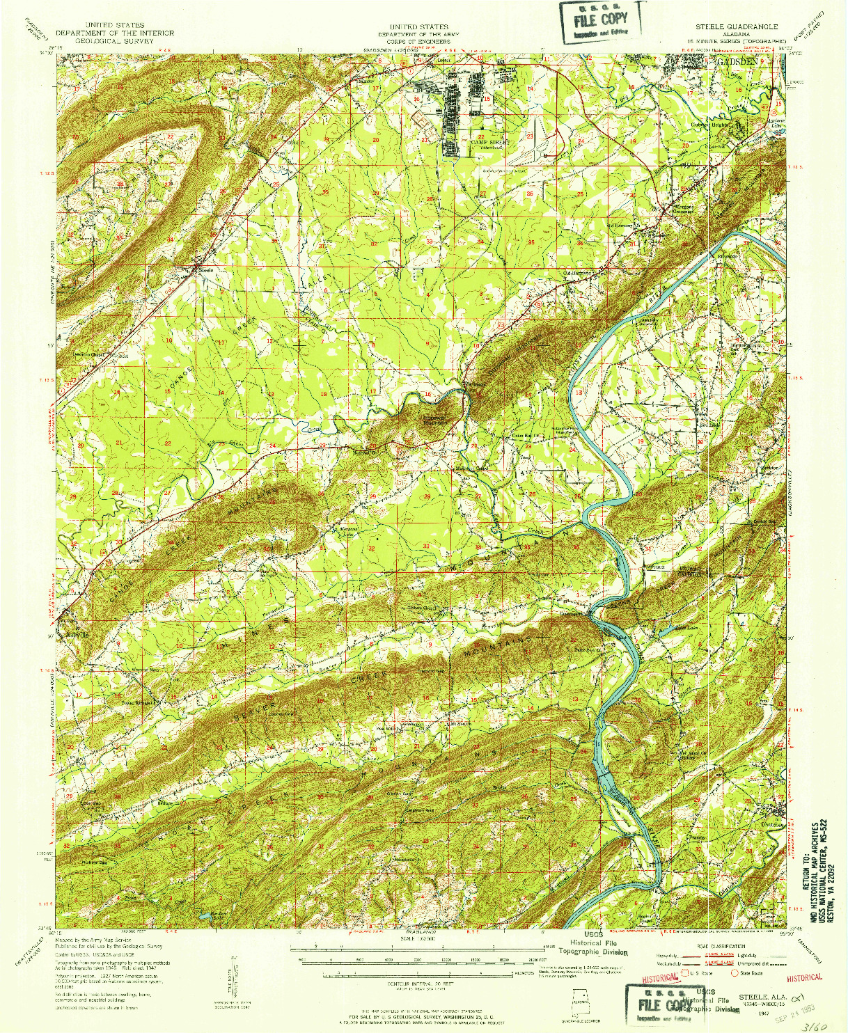 USGS 1:62500-SCALE QUADRANGLE FOR STEELE, AL 1947