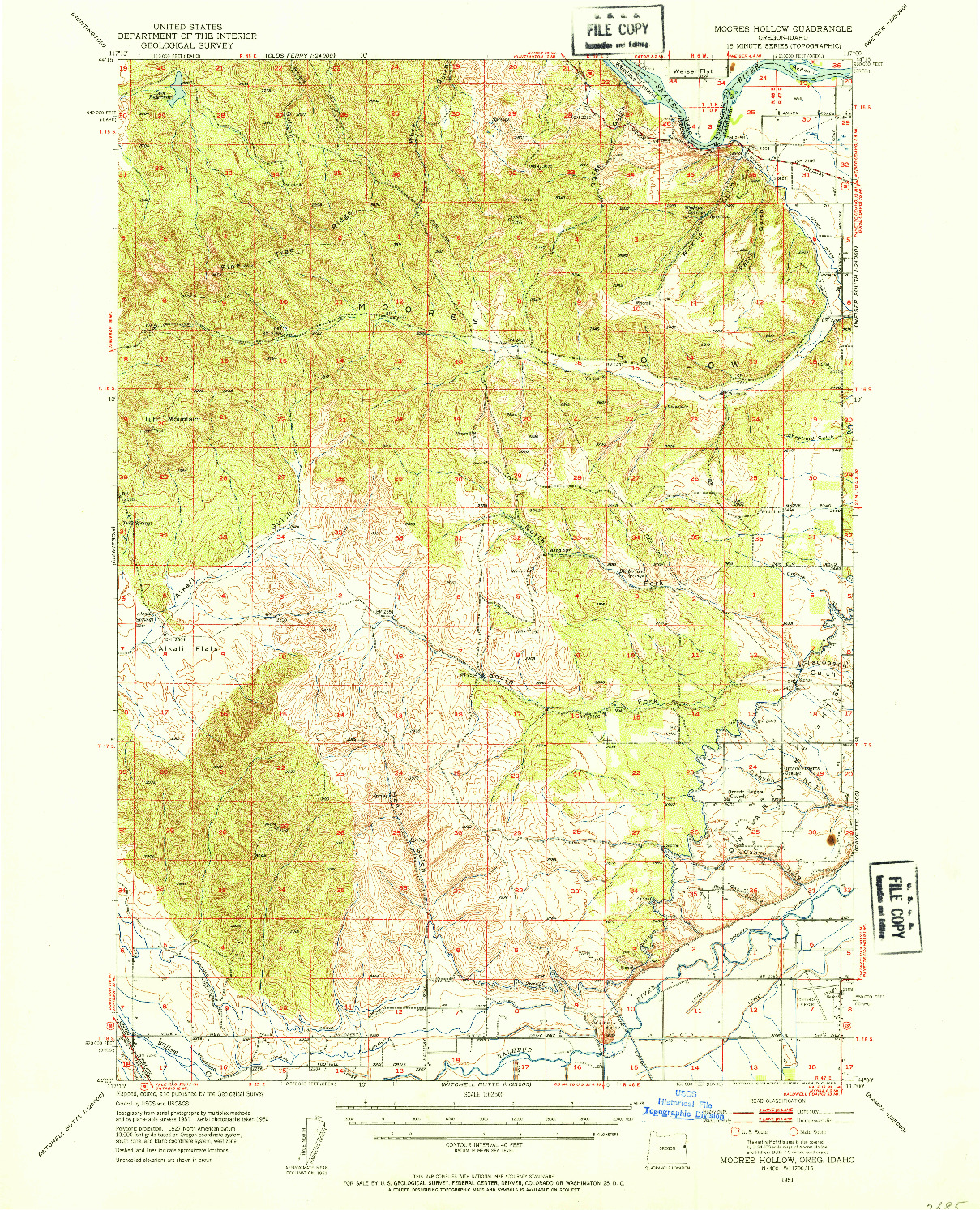 USGS 1:62500-SCALE QUADRANGLE FOR MOORES HOLLOW, OR 1951