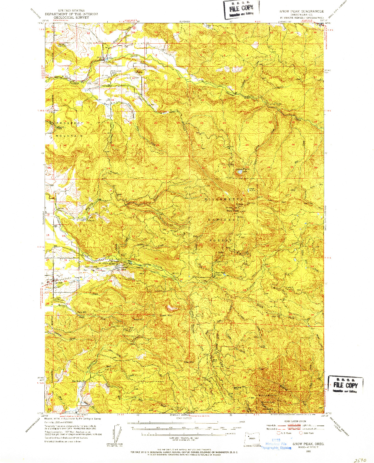 USGS 1:62500-SCALE QUADRANGLE FOR SNOW PEAK, OR 1951