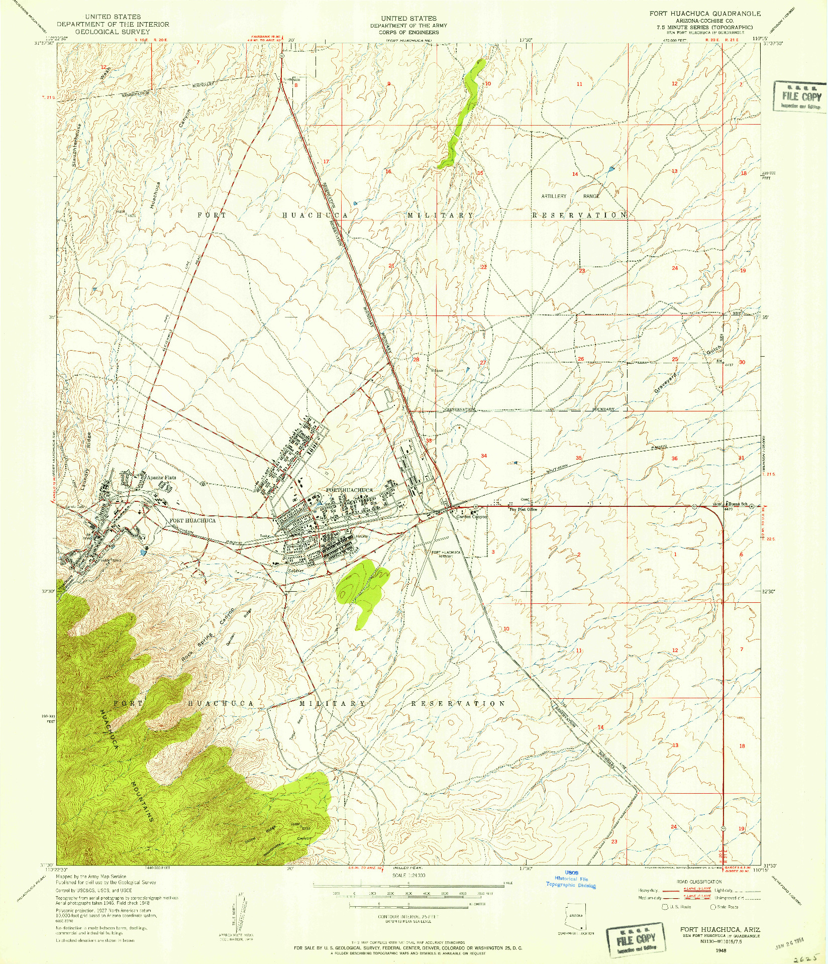 USGS 1:24000-SCALE QUADRANGLE FOR FORT HUACHUCA, AZ 1948