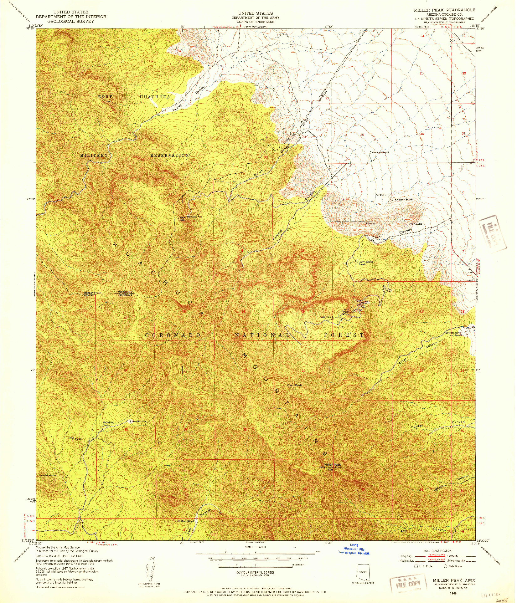 USGS 1:24000-SCALE QUADRANGLE FOR MILLER PEAK, AZ 1948