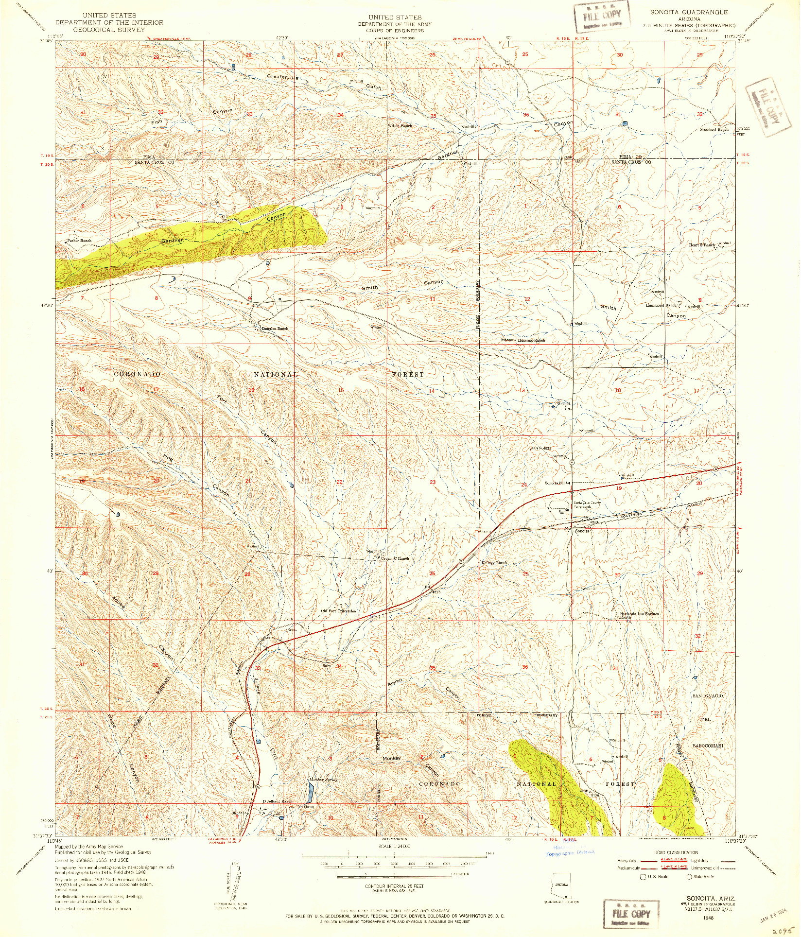 USGS 1:24000-SCALE QUADRANGLE FOR SONOITA, AZ 1948
