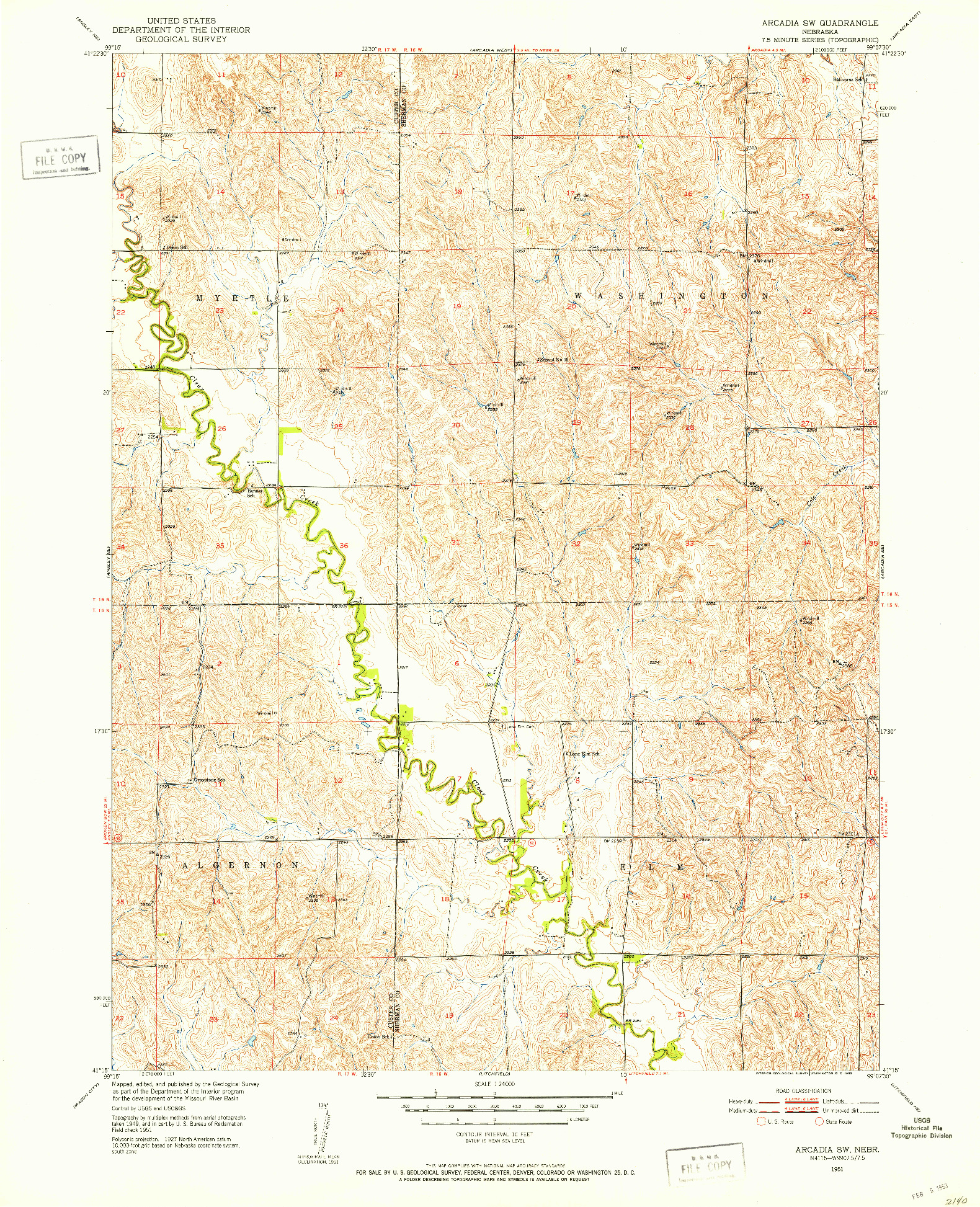 USGS 1:24000-SCALE QUADRANGLE FOR ARCADIA SW, NE 1951