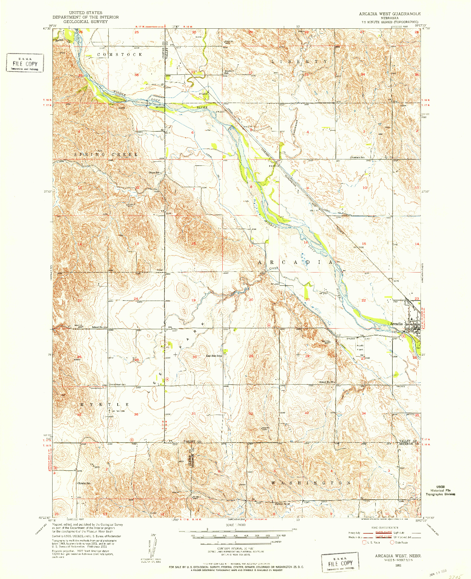 USGS 1:24000-SCALE QUADRANGLE FOR ARCADIA WEST, NE 1951