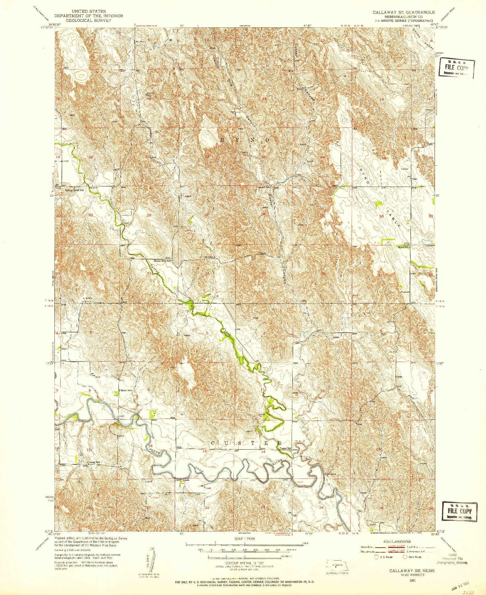 USGS 1:24000-SCALE QUADRANGLE FOR CALLAWAY SE, NE 1951