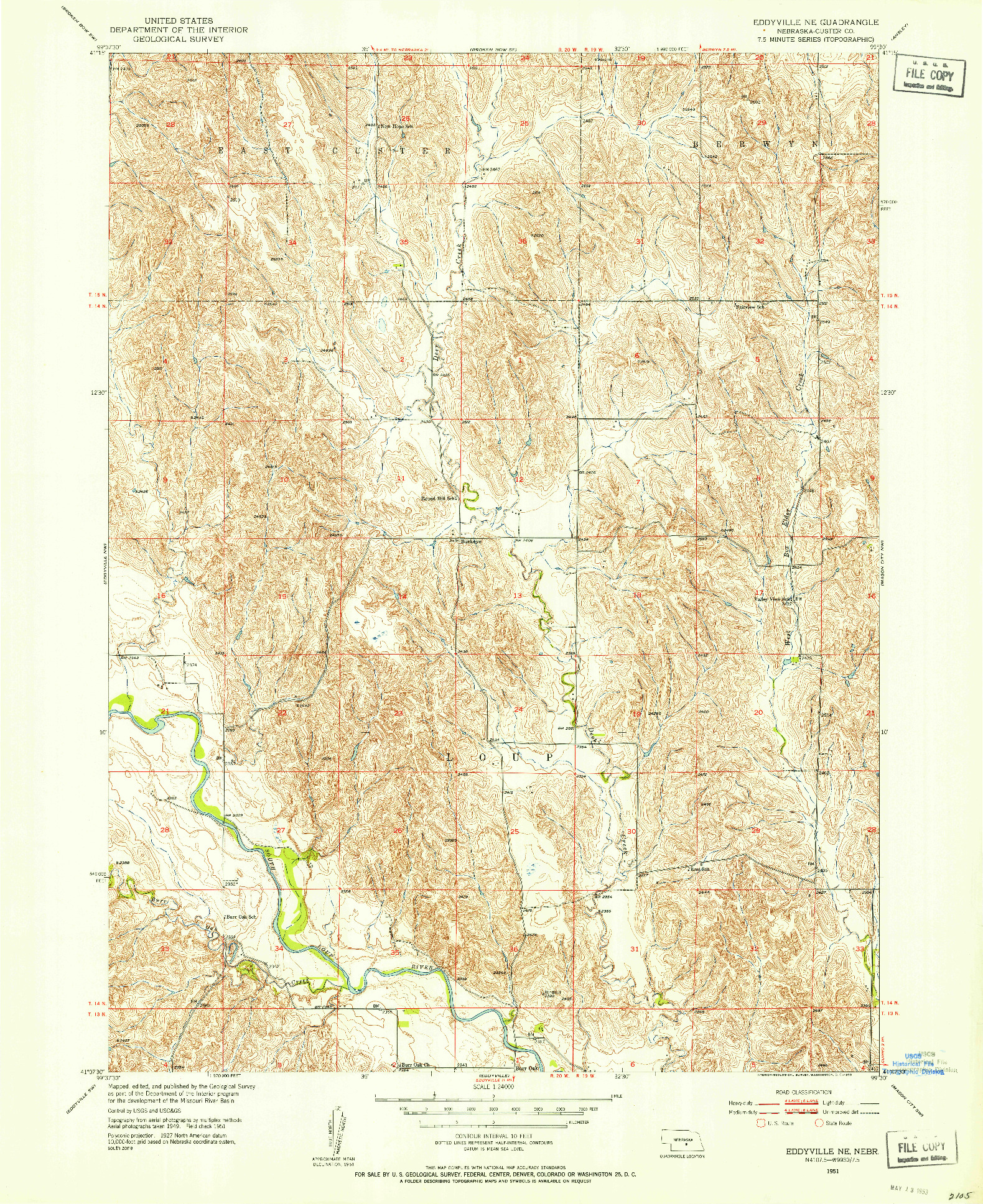 USGS 1:24000-SCALE QUADRANGLE FOR EDDYVILLE NE, NE 1951