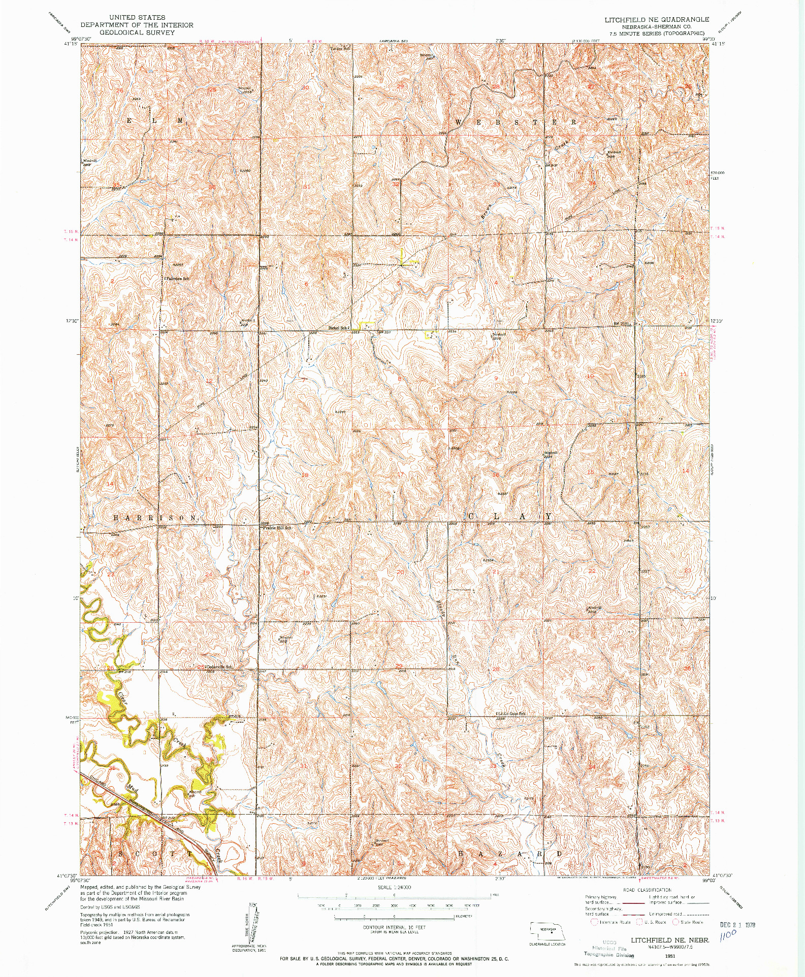 USGS 1:24000-SCALE QUADRANGLE FOR LITCHFIELD NE, NE 1951