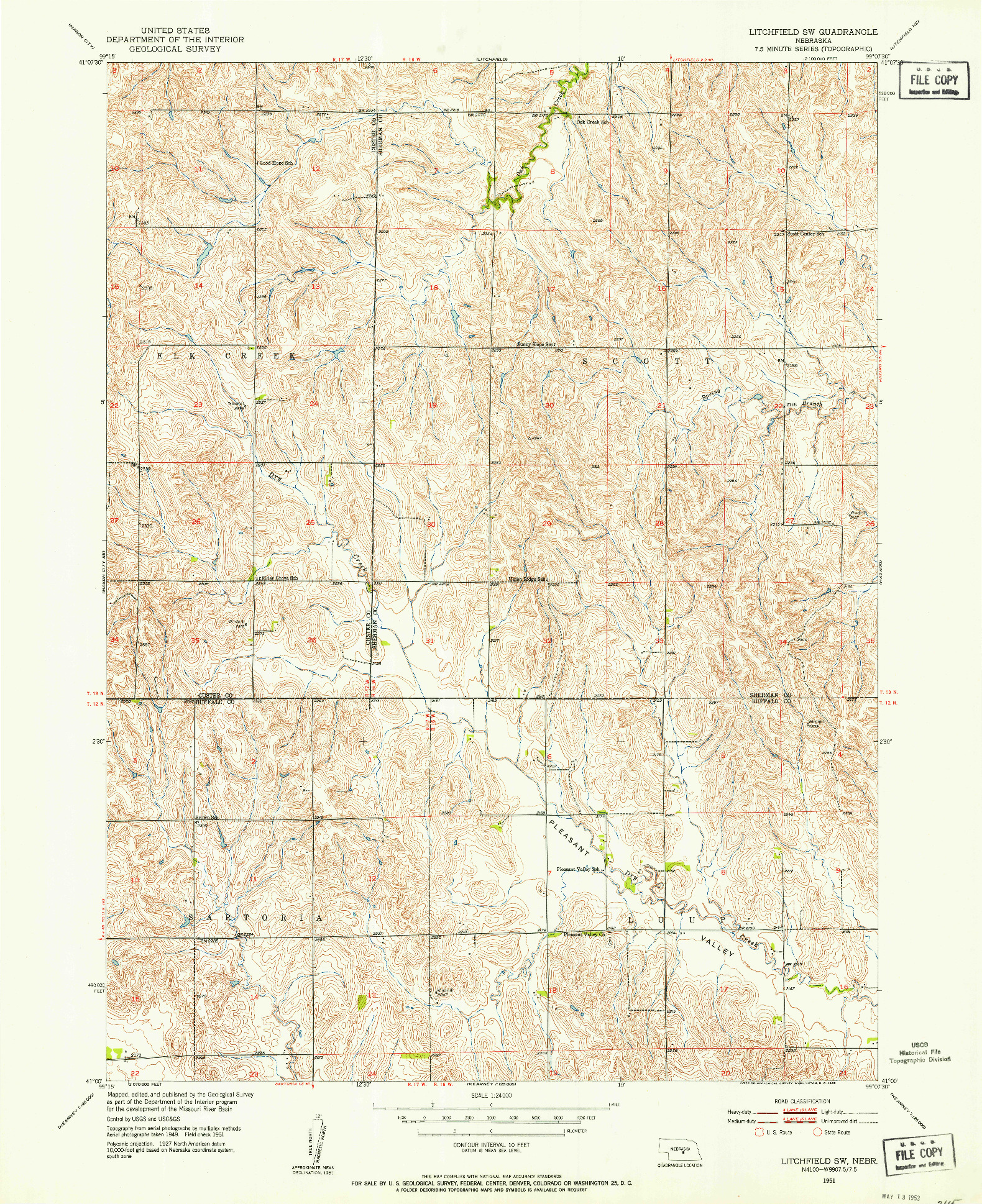 USGS 1:24000-SCALE QUADRANGLE FOR LITCHFIELD SW, NE 1951
