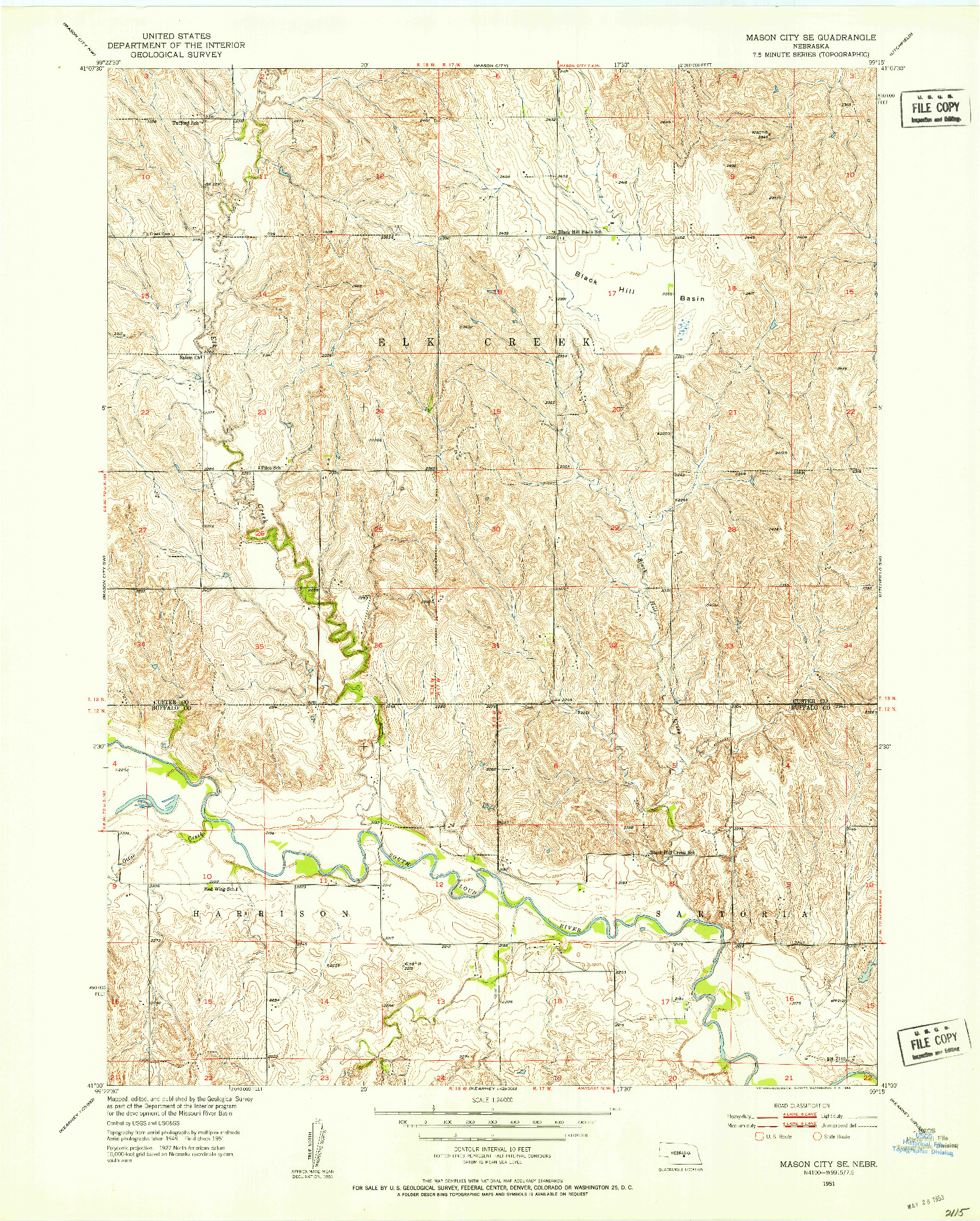 USGS 1:24000-SCALE QUADRANGLE FOR MASON CITY SE, NE 1951