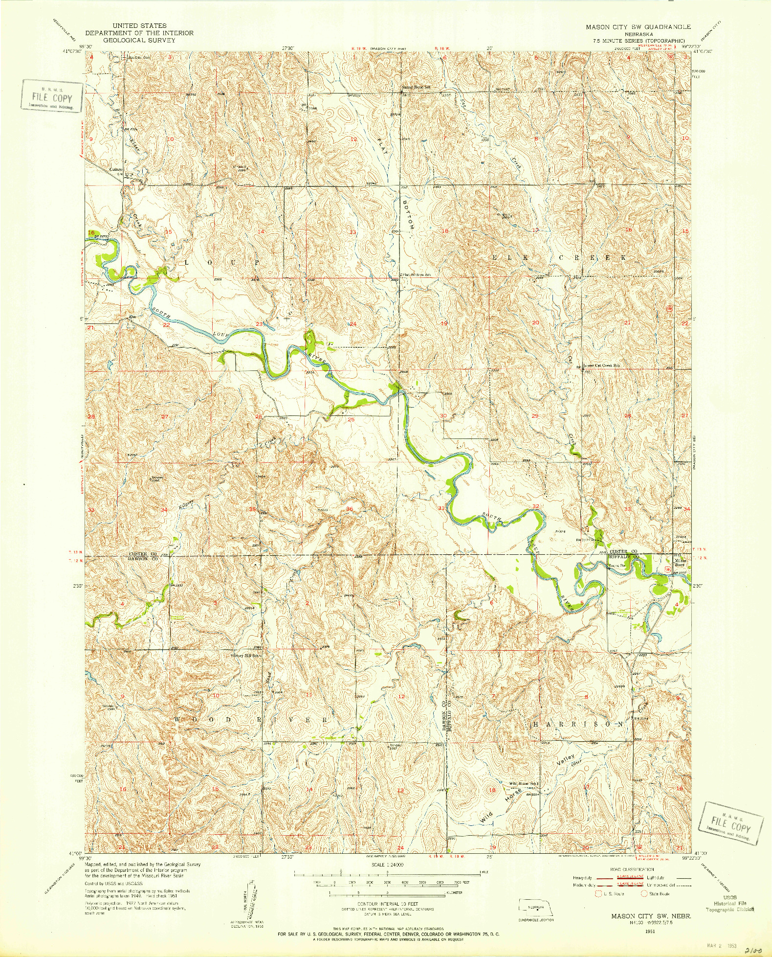 USGS 1:24000-SCALE QUADRANGLE FOR MASON CITY SW, NE 1951