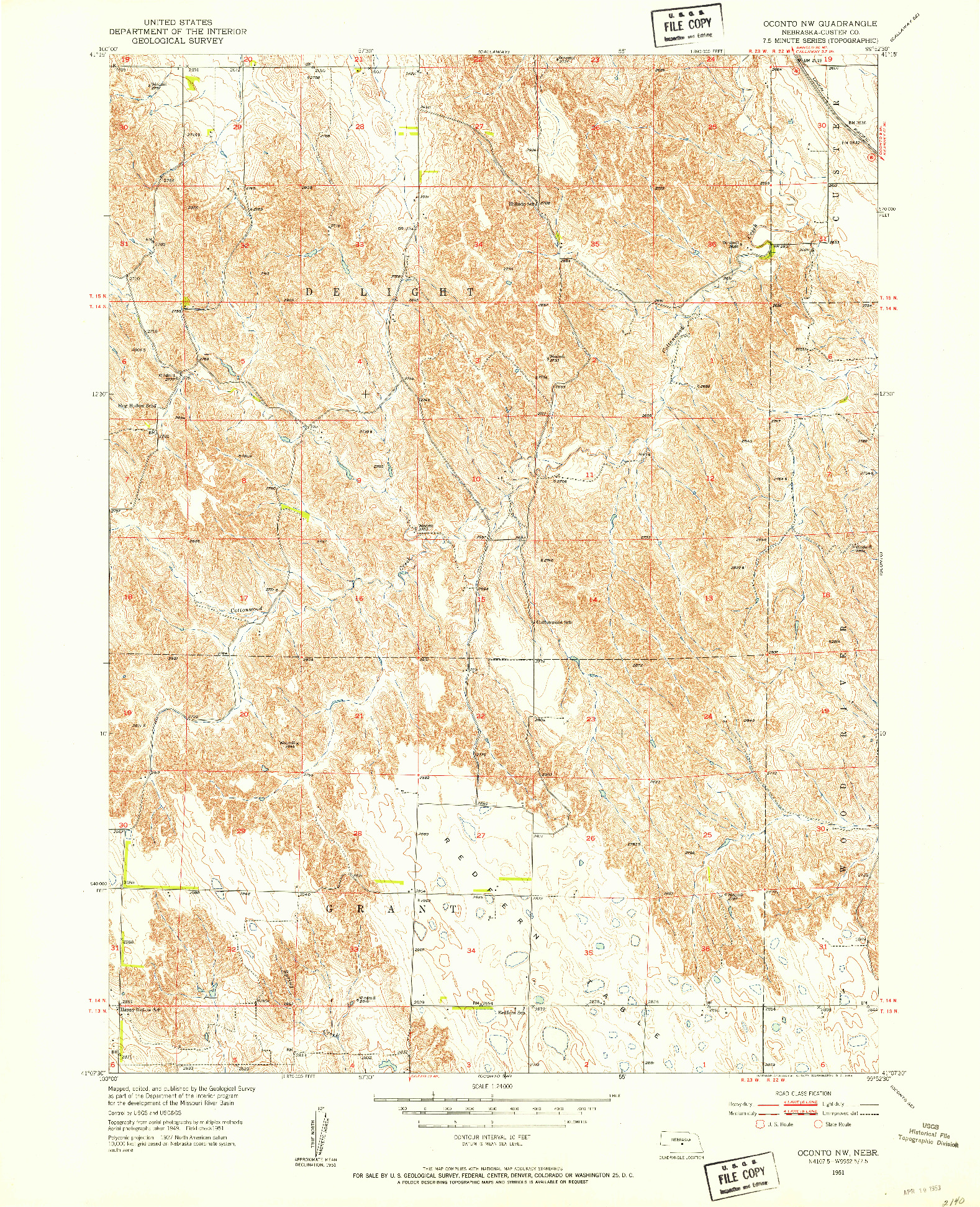 USGS 1:24000-SCALE QUADRANGLE FOR OCONTO NW, NE 1951