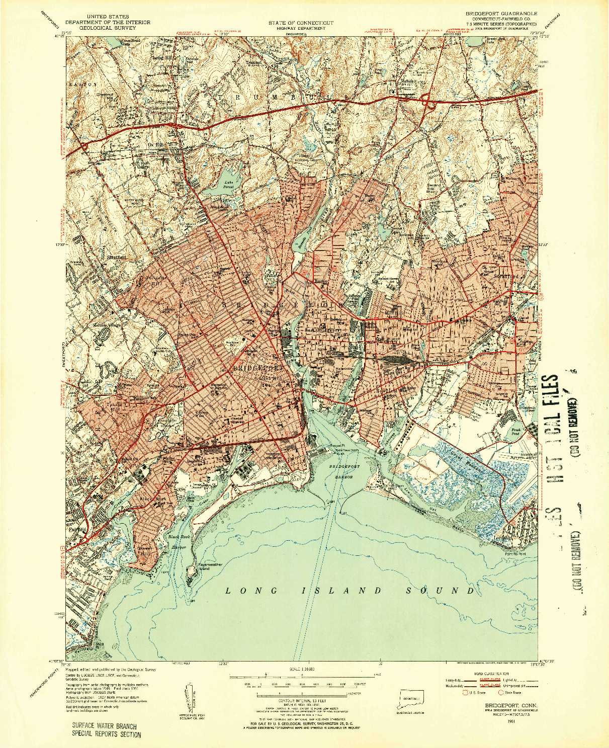 USGS 1:31680-SCALE QUADRANGLE FOR BRIDGEPORT, CT 1951