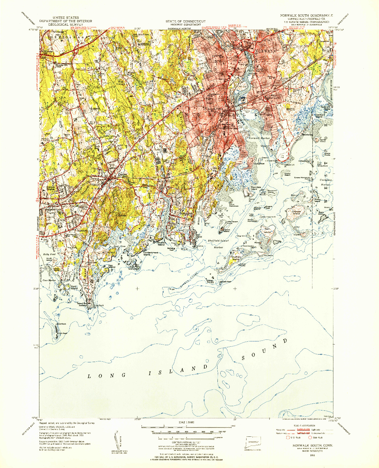 USGS 1:31680-SCALE QUADRANGLE FOR NORWALK SOUTH, CT 1951