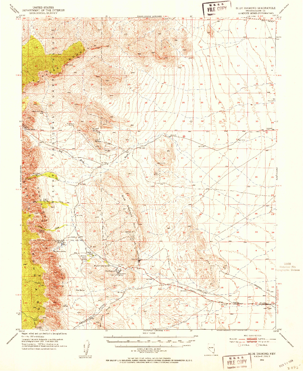 USGS 1:62500-SCALE QUADRANGLE FOR BLUE DIAMOND, NV 1952