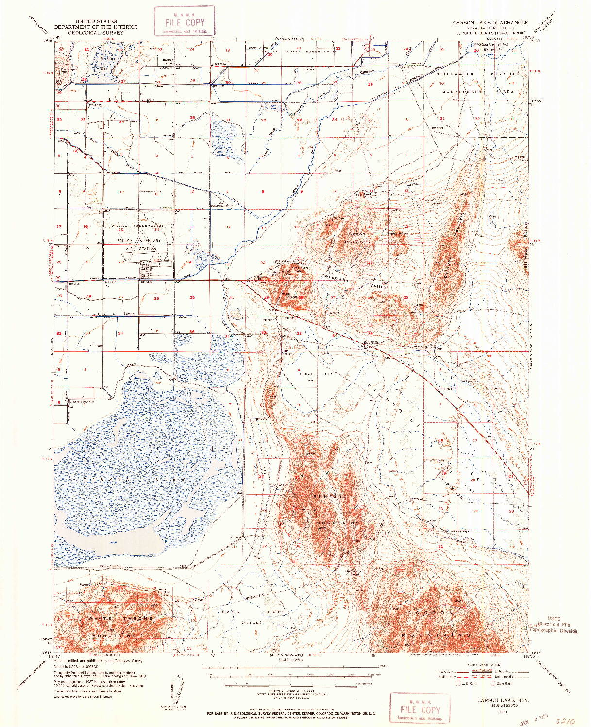 USGS 1:62500-SCALE QUADRANGLE FOR CARSON LAKE, NV 1951