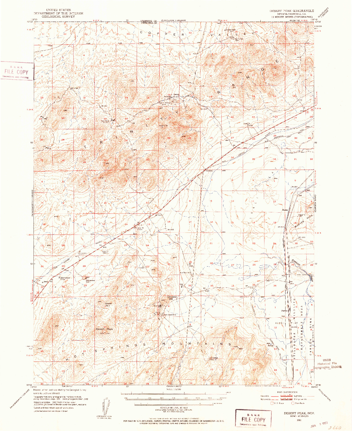 USGS 1:62500-SCALE QUADRANGLE FOR DESERT PEAK, NV 1951