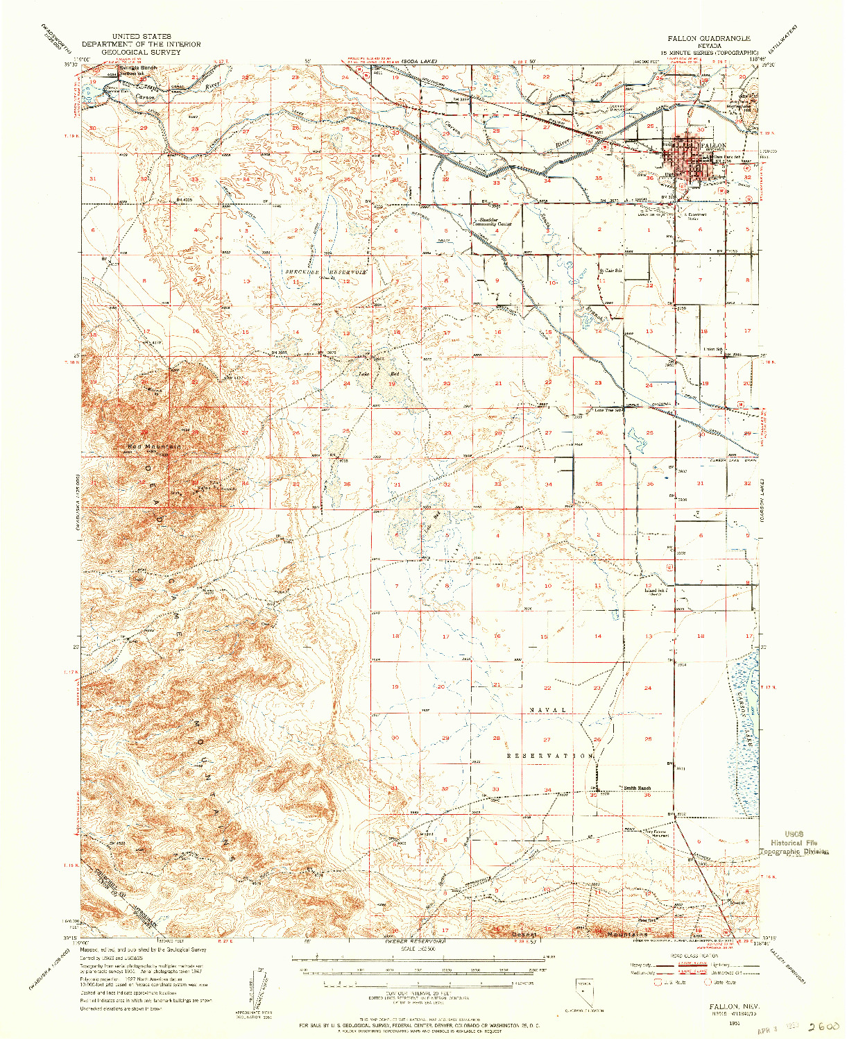 USGS 1:62500-SCALE QUADRANGLE FOR FALLON, NV 1951